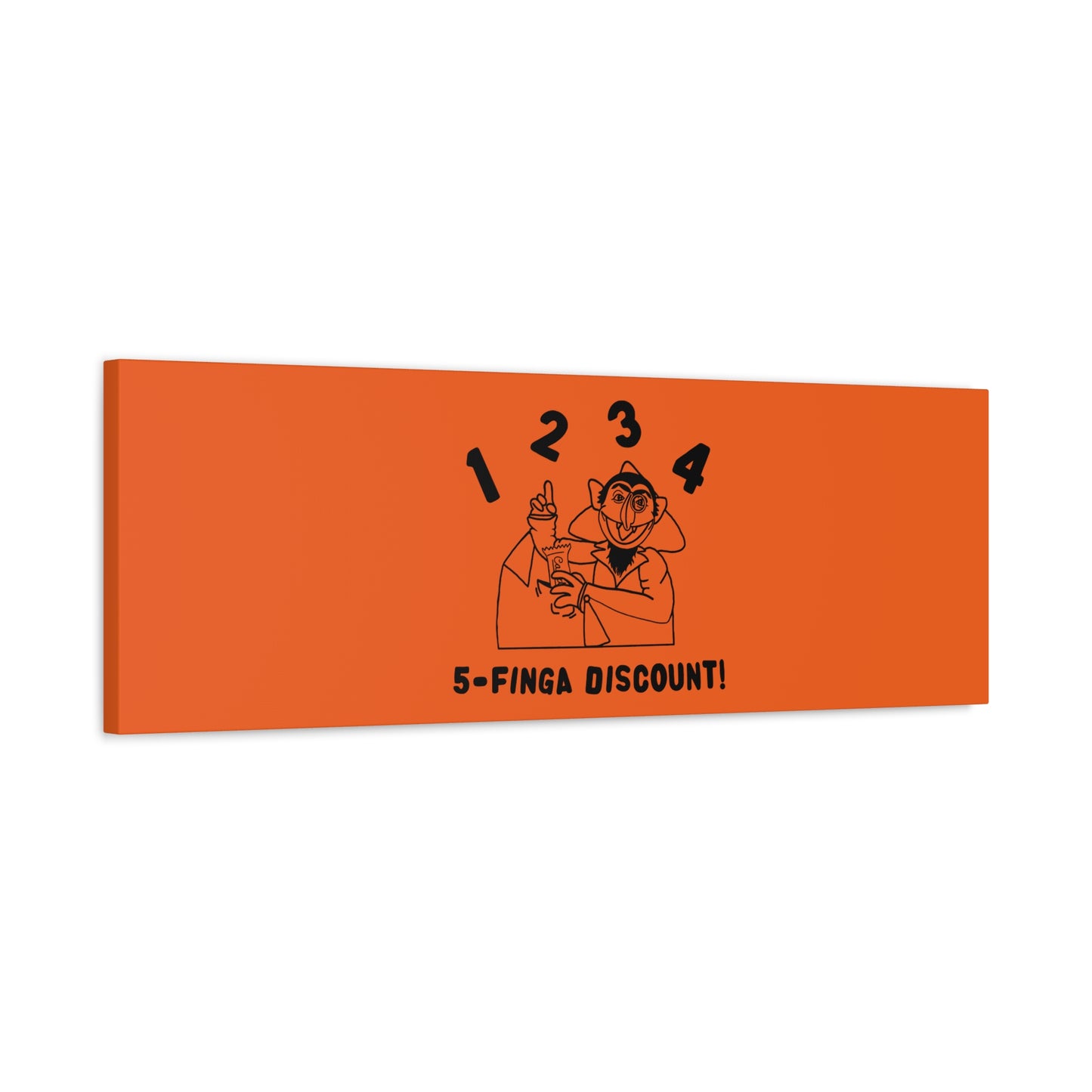 Five Finger Discount Outline Canvas Print Orange - Sesame Street The Count Parody Art Print