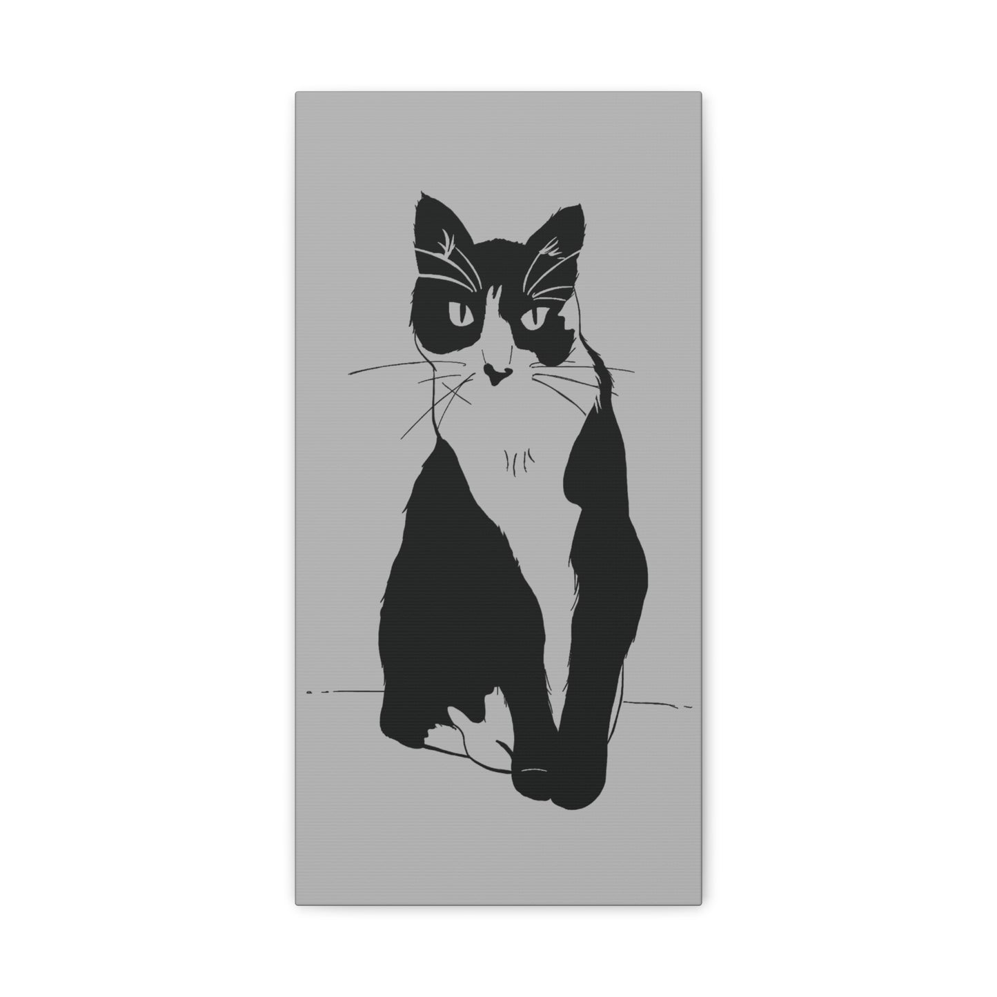Cat Canvas Print on Grey (Transparent Style Cat) - Cat Drawing Art