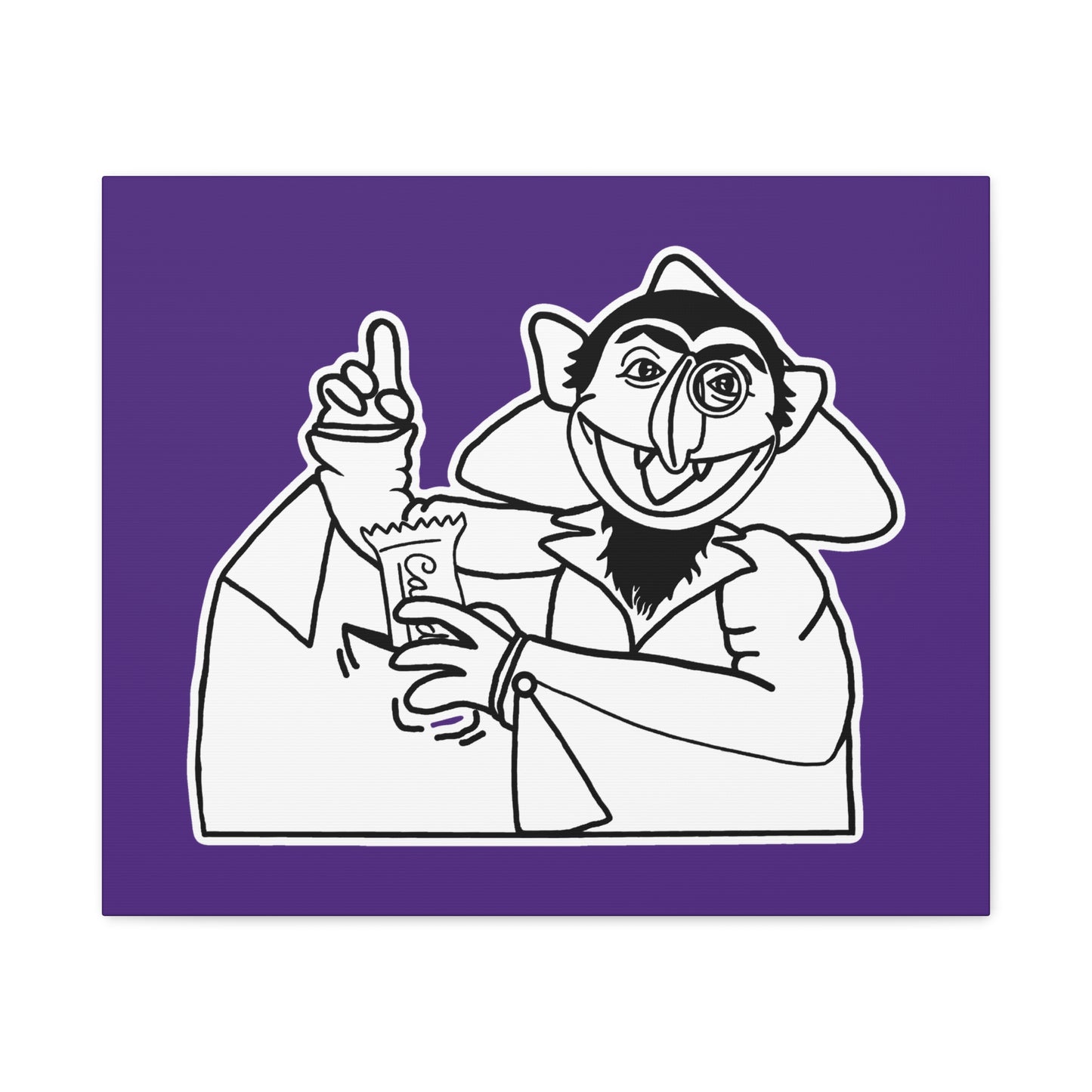 The Count Stealing Candy Outline Canvas Print Purple - Sesame Street The Count Parody Art