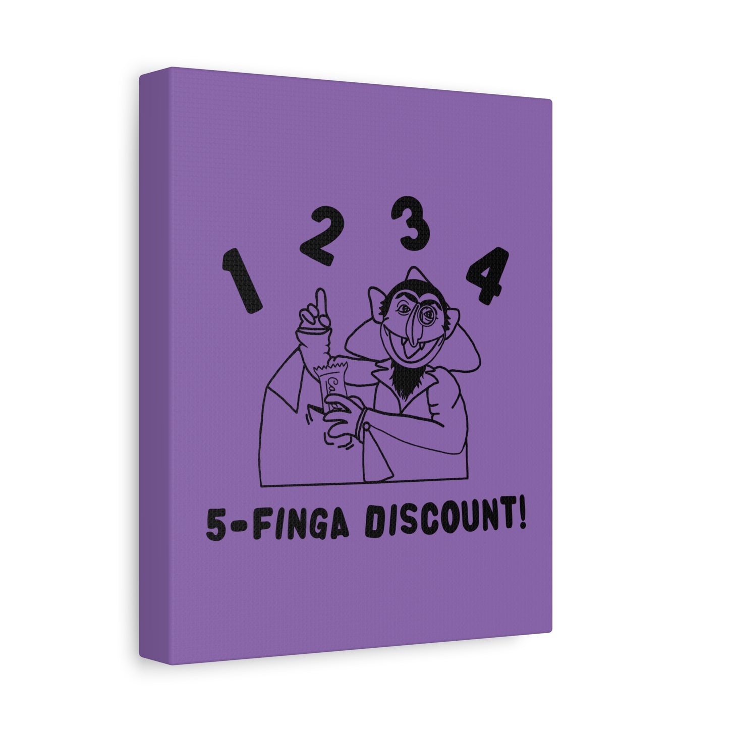 Five Finger Discount Outline Canvas Print Light Purple - Sesame Street The Count Parody Art Print