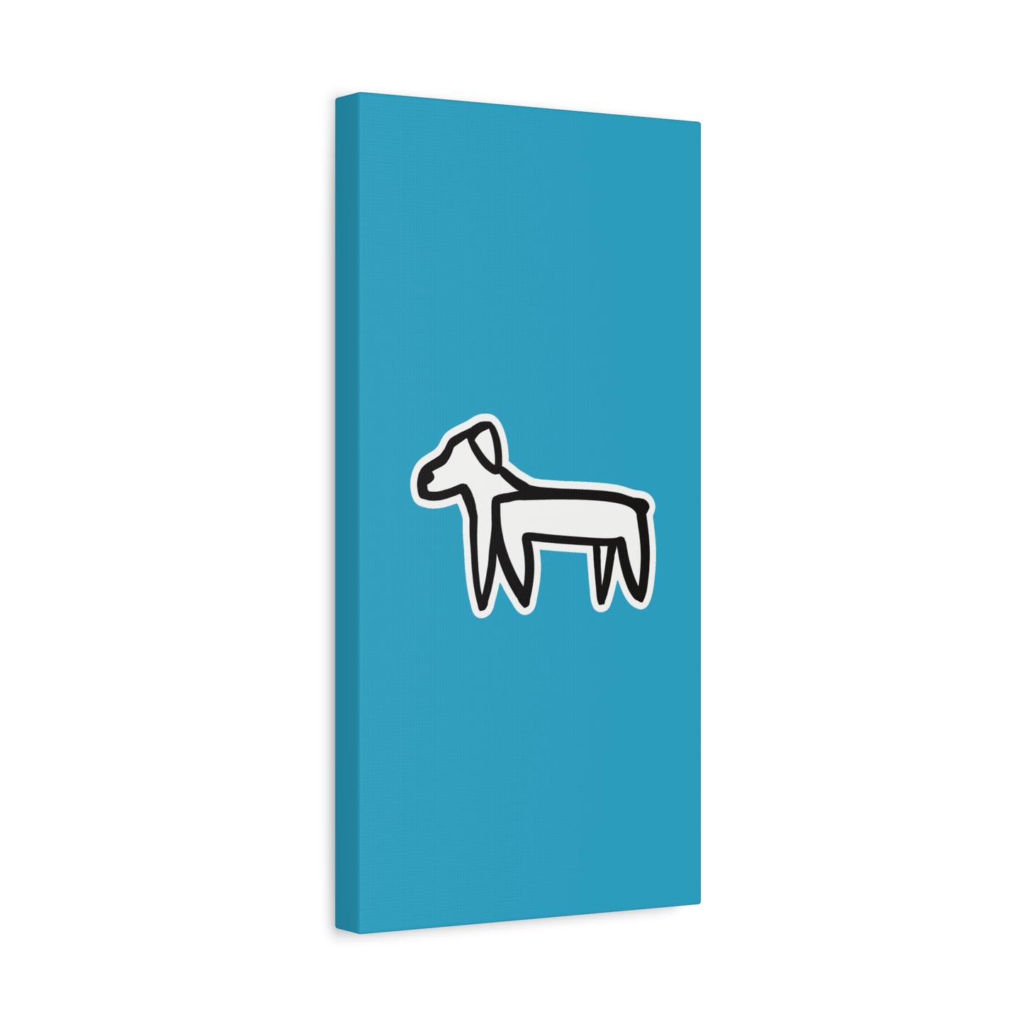 Dog Canvas Print on Turquoise (Sticker Style Black Dog) - Dog Drawing Wall Art