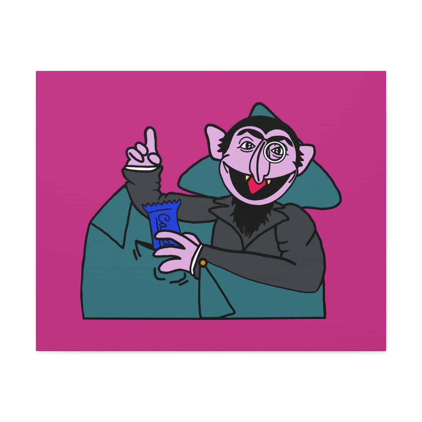 The Count Stealing Candy Canvas Print Pink - Sesame Street The Count Parody Art