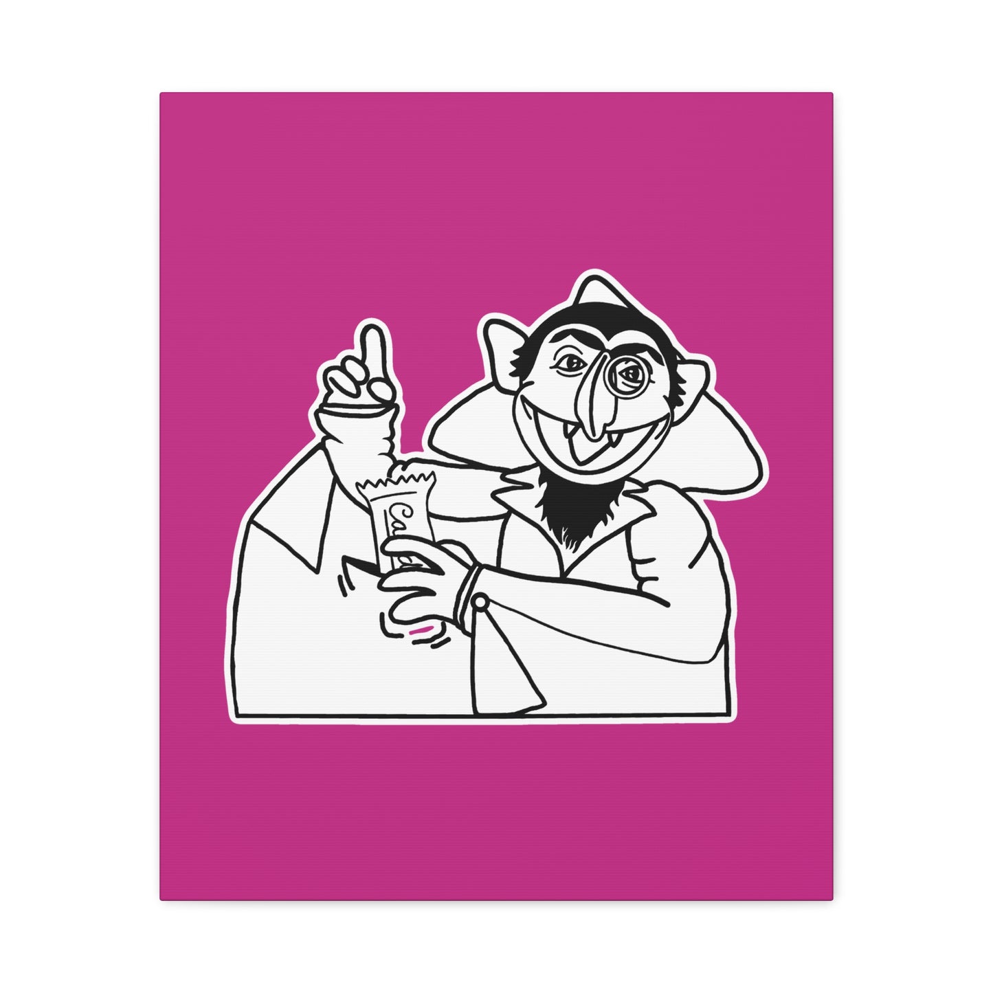 The Count Stealing Candy Outline Canvas Print Pink - Sesame Street The Count Parody Art