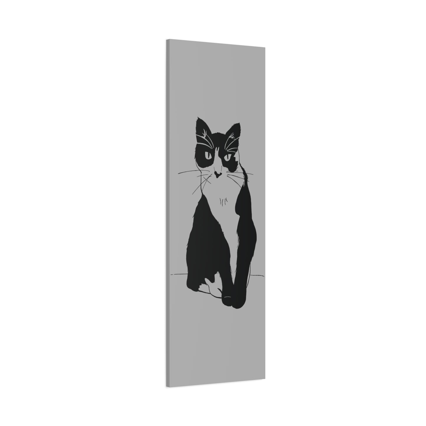 Cat Canvas Print on Grey (Transparent Style Cat) - Cat Drawing Art