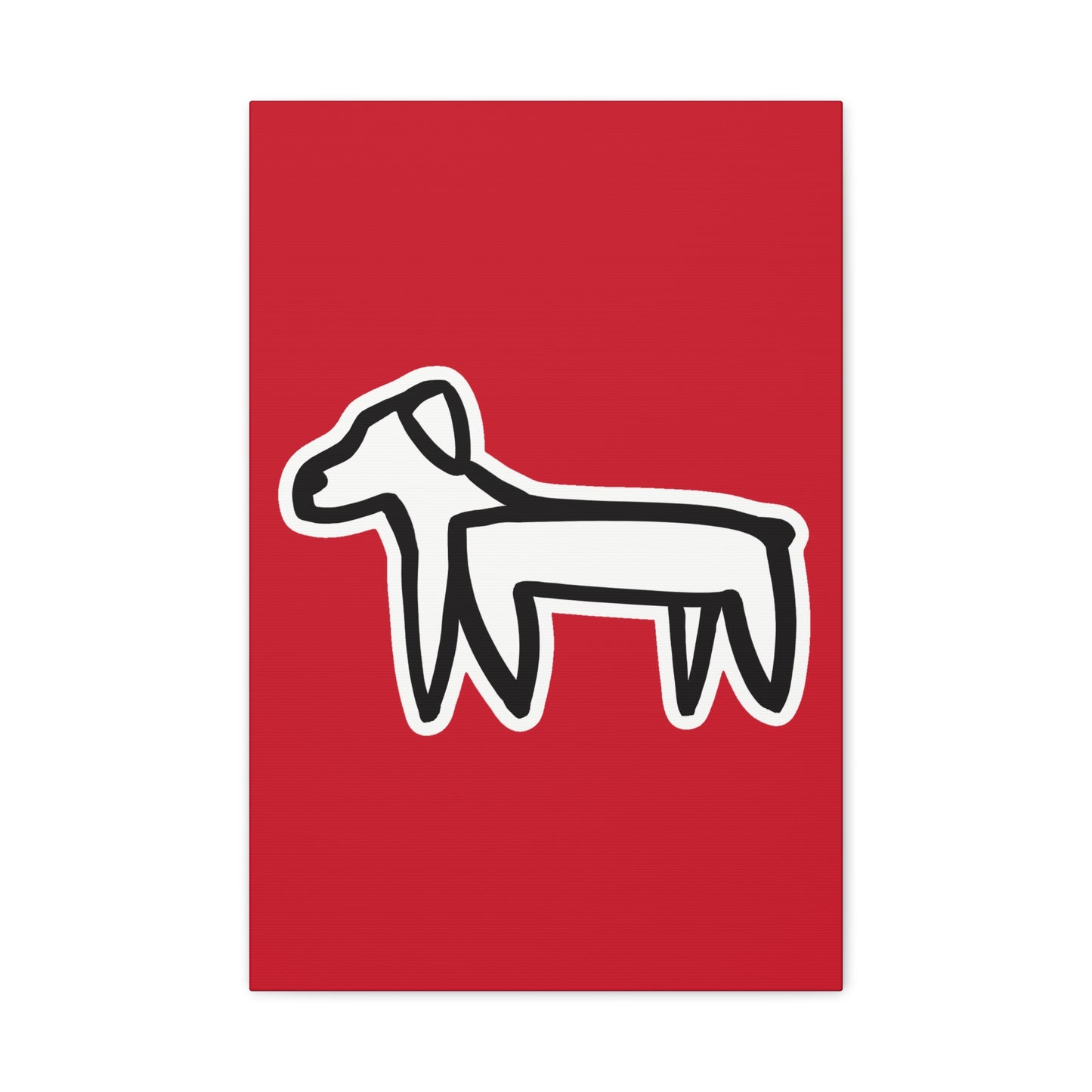 Dog Canvas Print on Red (Sticker Style White Dog) - Dog Art Print