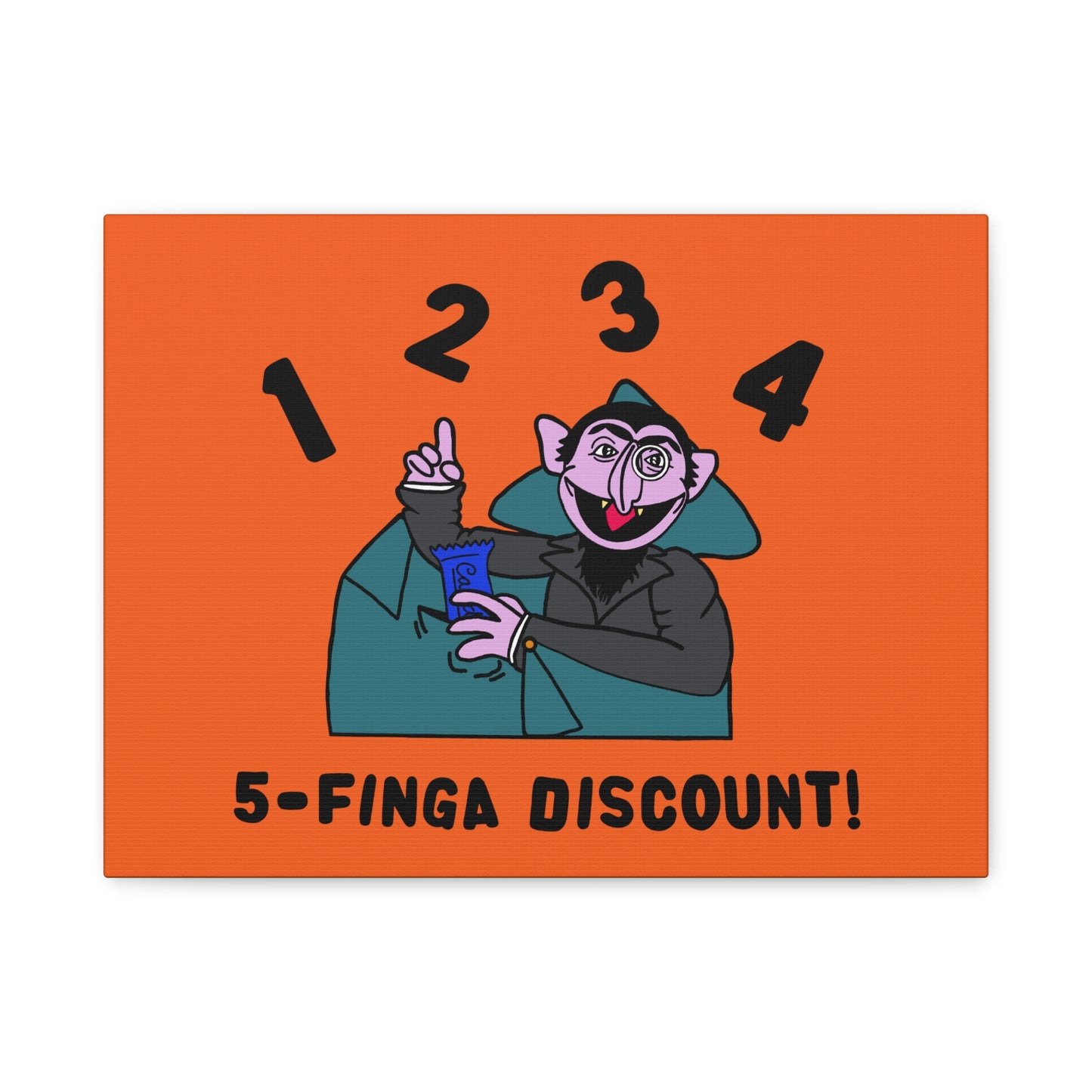 Five Finger Discount Canvas Print Orange - Sesame Street The Count Parody Art Print
