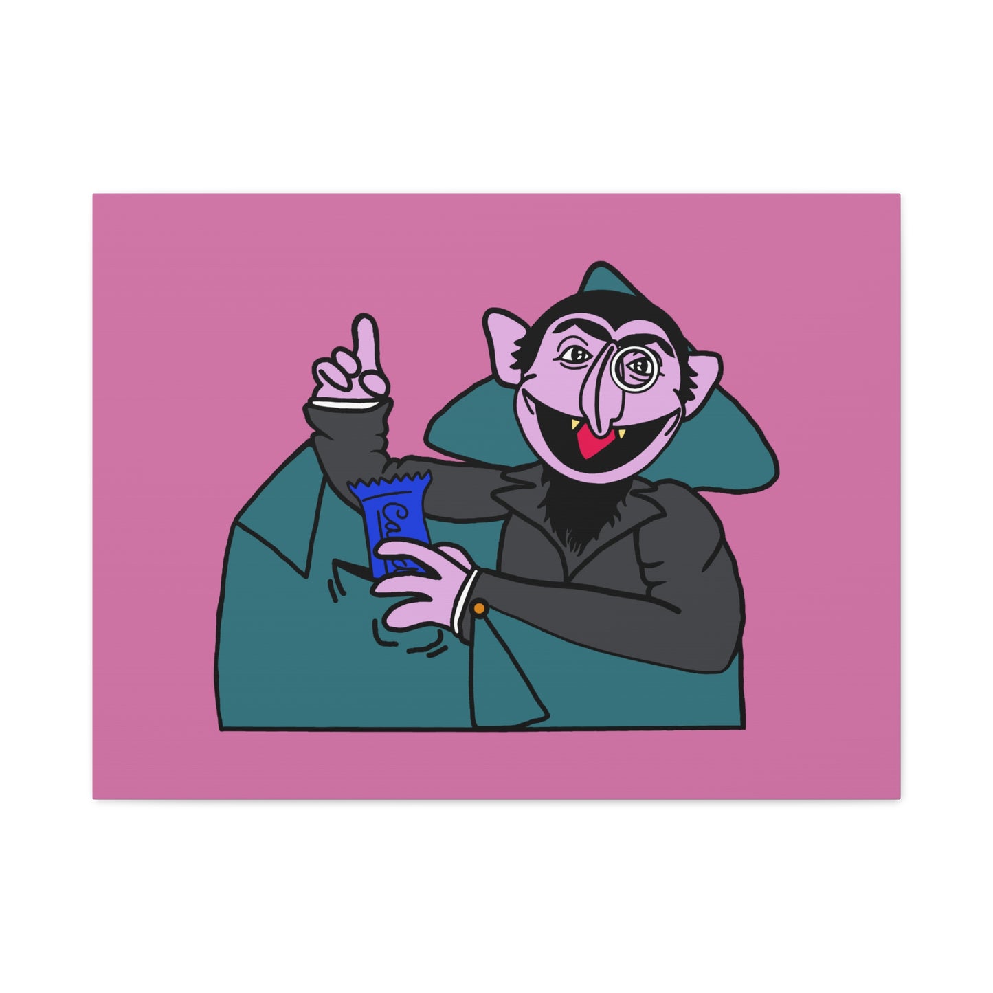 The Count Stealing Candy Canvas Print Light Pink - Sesame Street The Count Parody Art