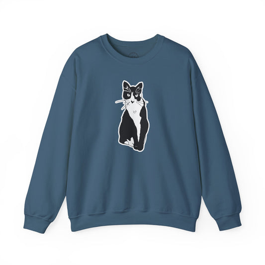 Cat Sweatshirt (Sticker Style Cat) - Cat Drawing Sweatshirt