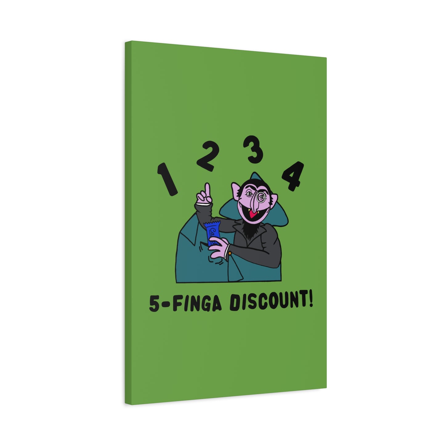Five Finger Discount Canvas Print Green - Sesame Street The Count Parody Art Print