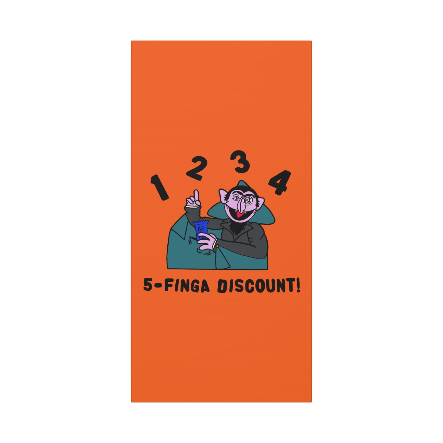 Five Finger Discount Canvas Print Orange - Sesame Street The Count Parody Art Print