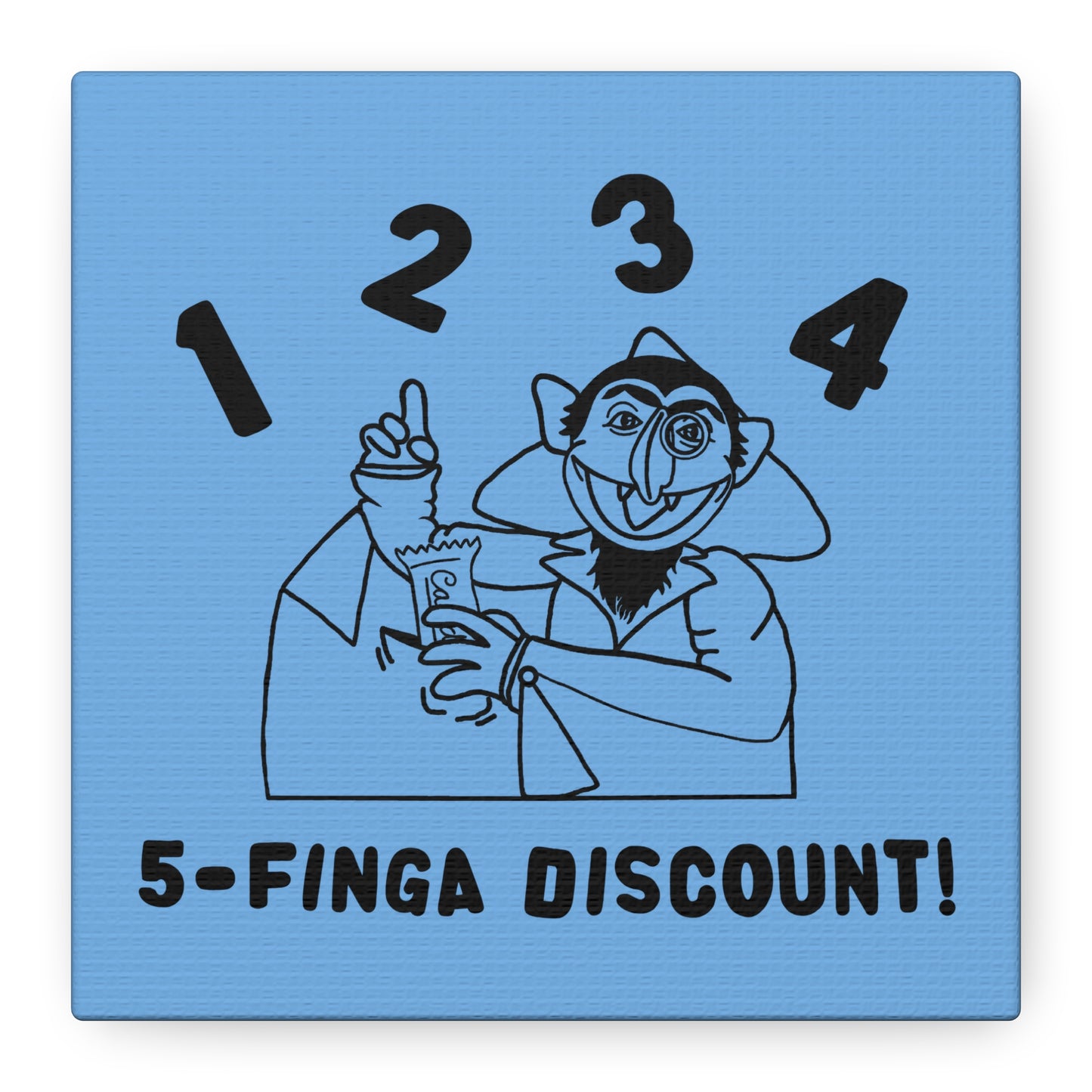 Five Finger Discount Outline Canvas Print Light Blue - Sesame Street The Count Parody Art Print
