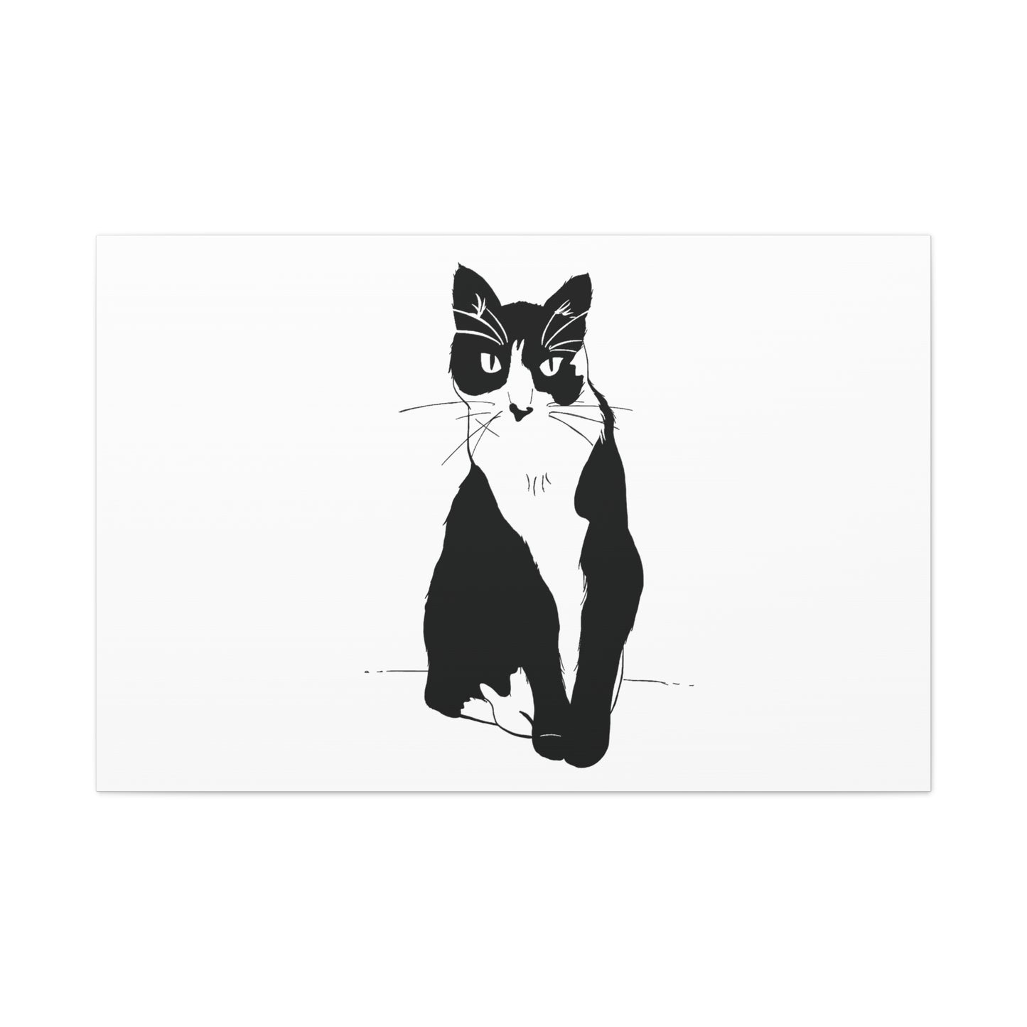 Cat Canvas Print on White (Transparent Style Cat) - Cat Drawing Art