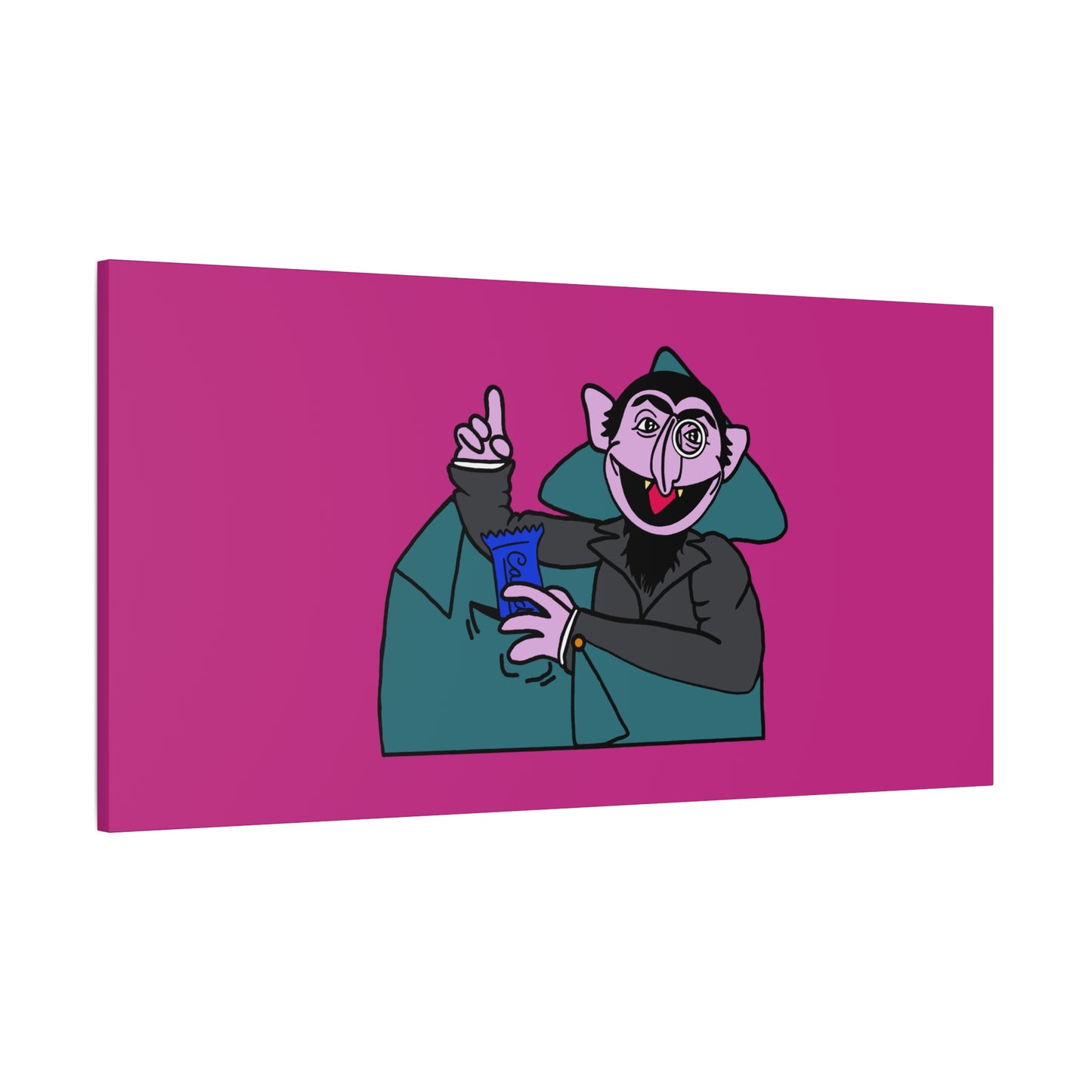 The Count Stealing Candy Canvas Print Pink - Sesame Street The Count Parody Art