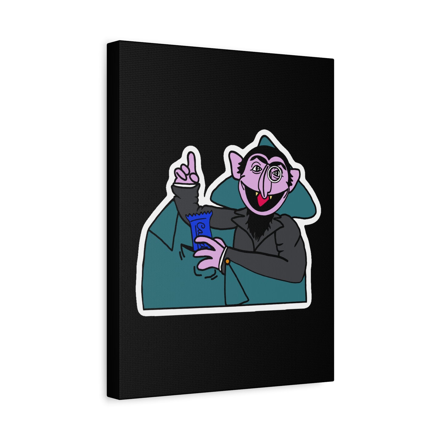 The Count Stealing Candy Canvas Print Black - Sesame Street The Count Parody Art