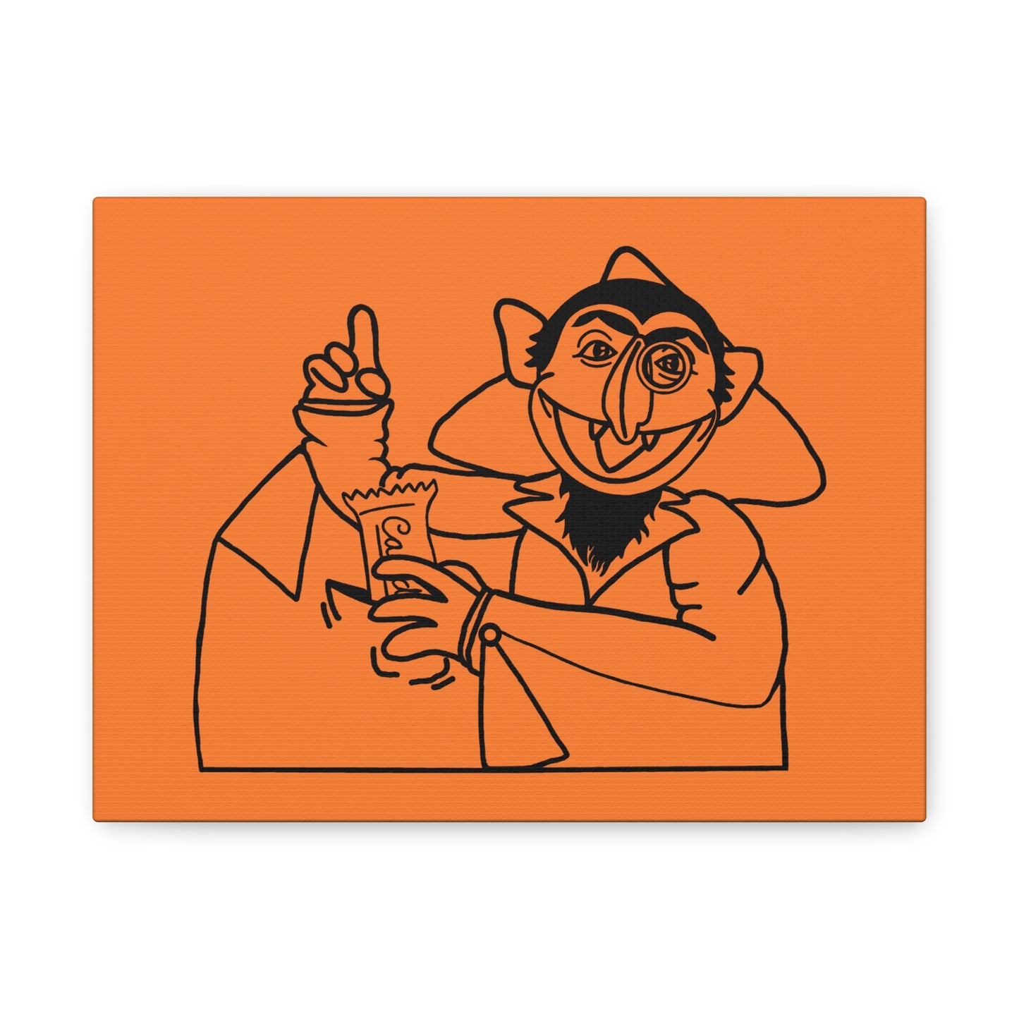 The Count Stealing Candy Outline Canvas Print Light Orange - Sesame Street The Count Parody Art