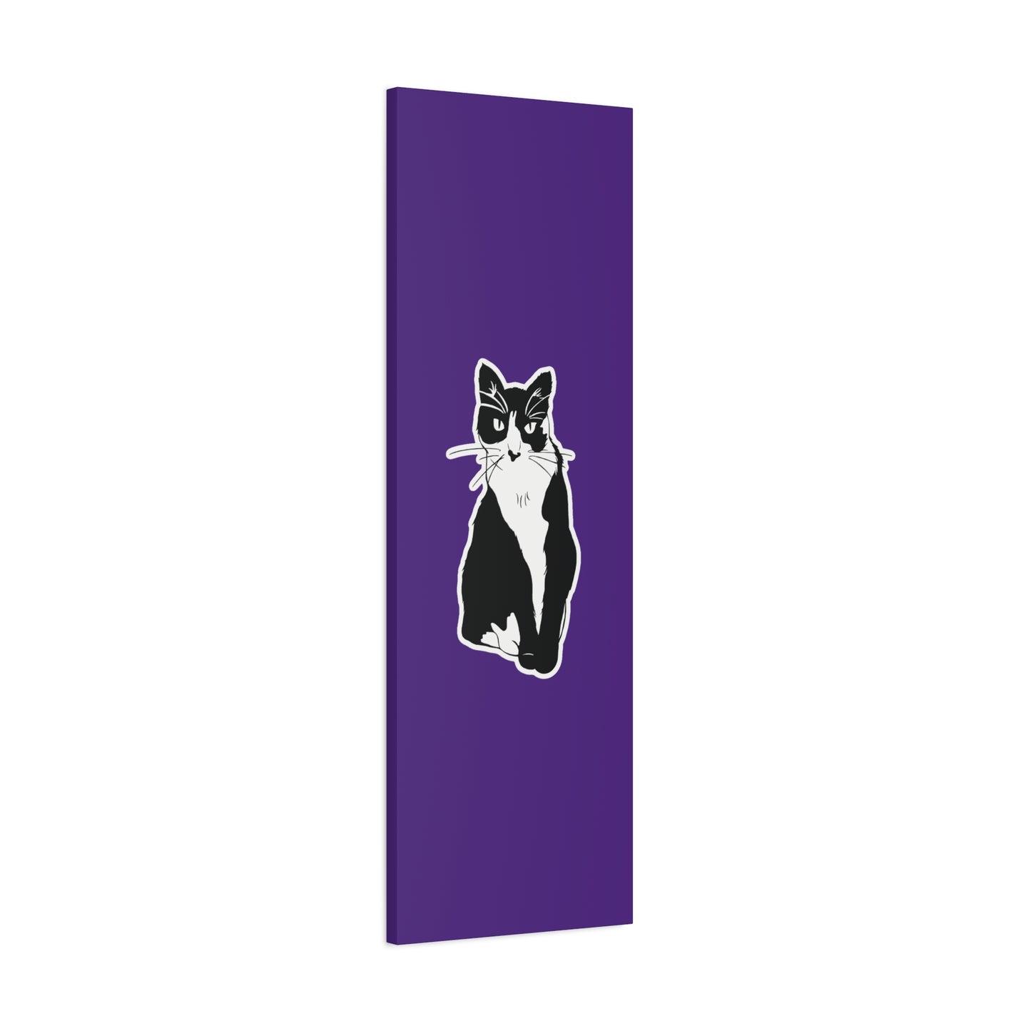 Cat Canvas Print on Purple (Sticker Style Cat) - Cat Drawing Art