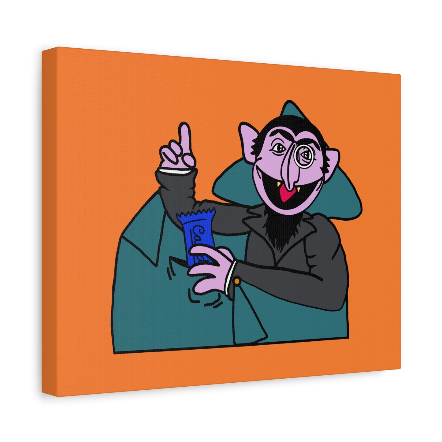 The Count Stealing Candy Canvas Print Orange - Sesame Street The Count Parody Art