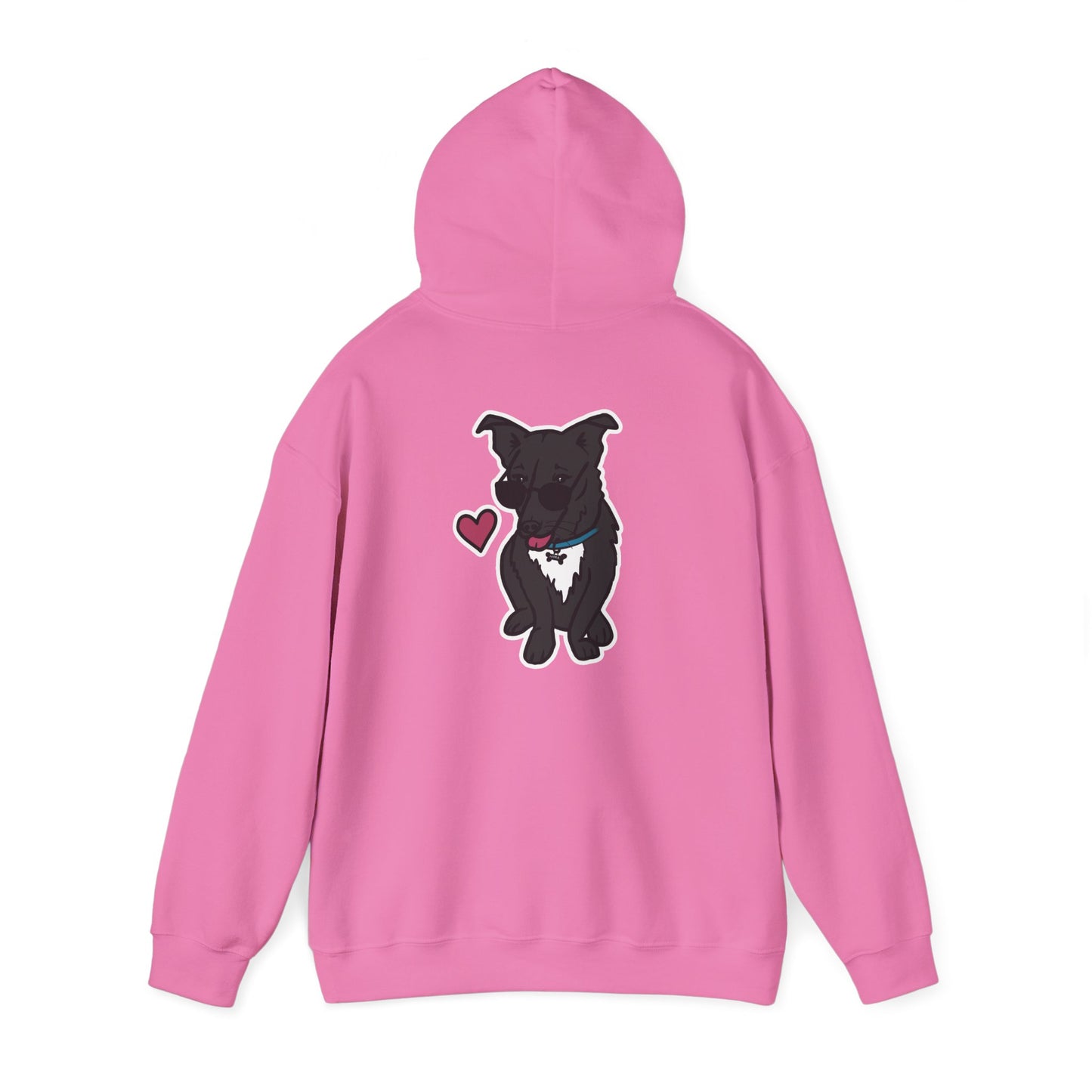 Nora the Dog Heart Hoodie Back Design (Sticker Style Nora) - Nora Hooded Sweatshirt