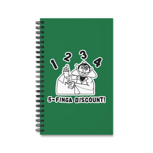 Five Finger Discount Outline Notebook Dark Green - Sesame Street The Count Parody Spiral Notebook