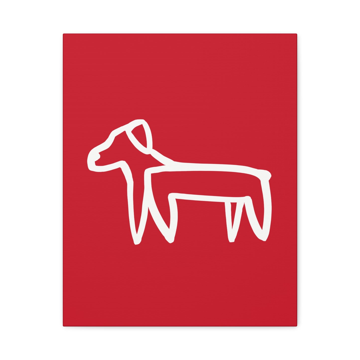 Dog Canvas Print on Red (Transparent Style White Dog) - Dog Art Print