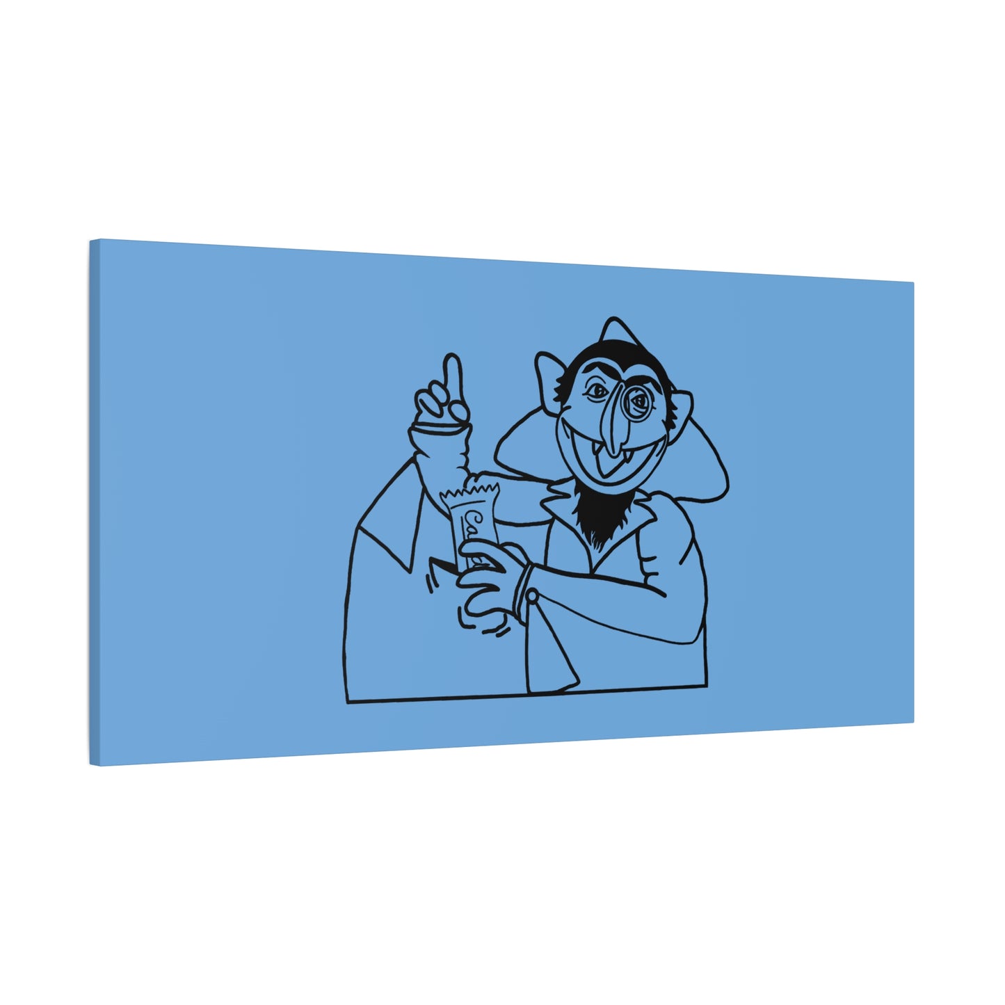The Count Stealing Candy Outline Canvas Print Light Blue - Sesame Street The Count Parody Art