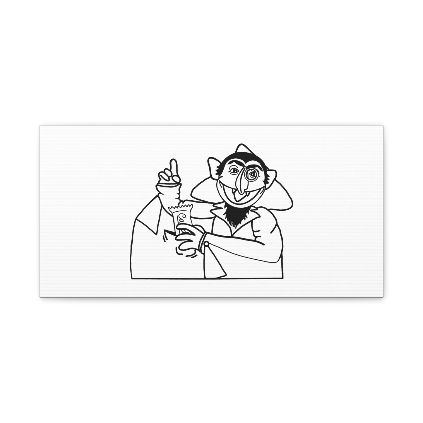 The Count Stealing Candy Outline Canvas Print White - Sesame Street The Count Parody Art