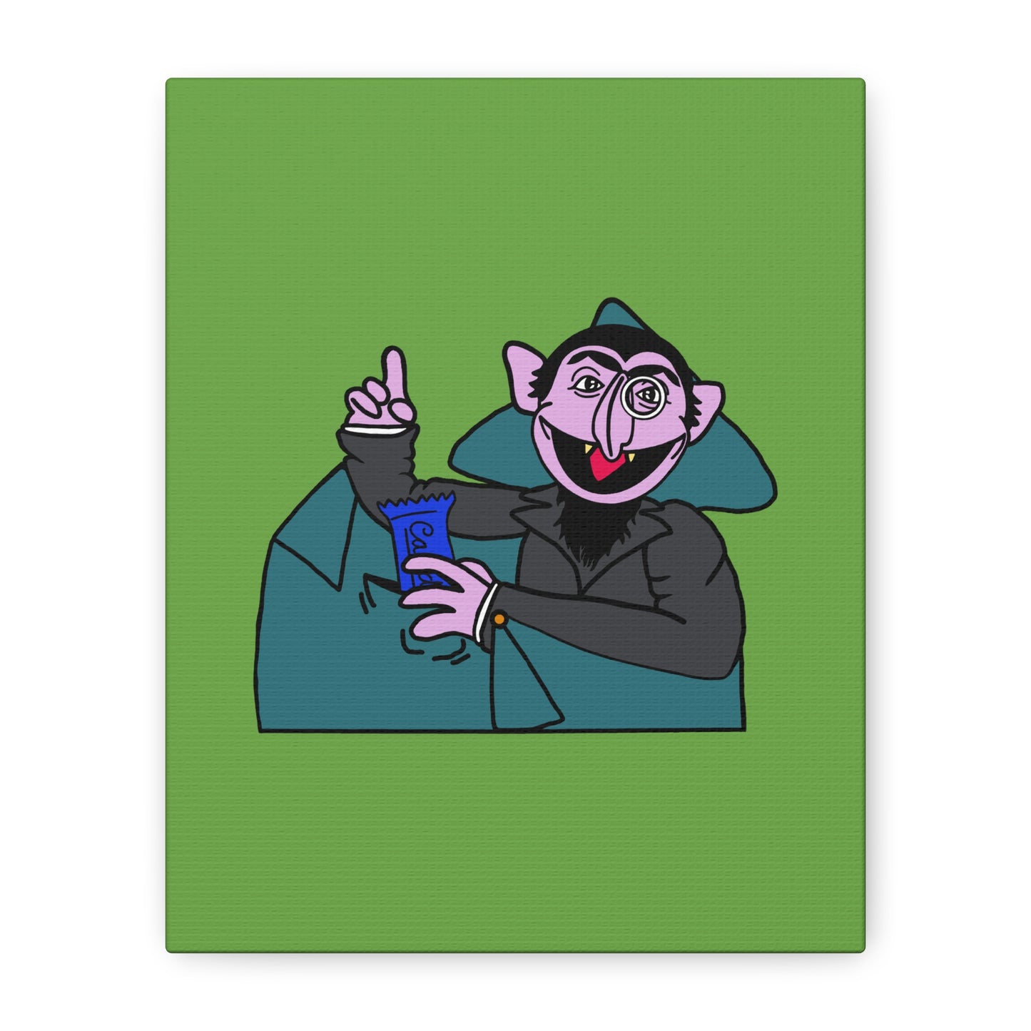 The Count Stealing Candy Canvas Print Green - Sesame Street The Count Parody Art