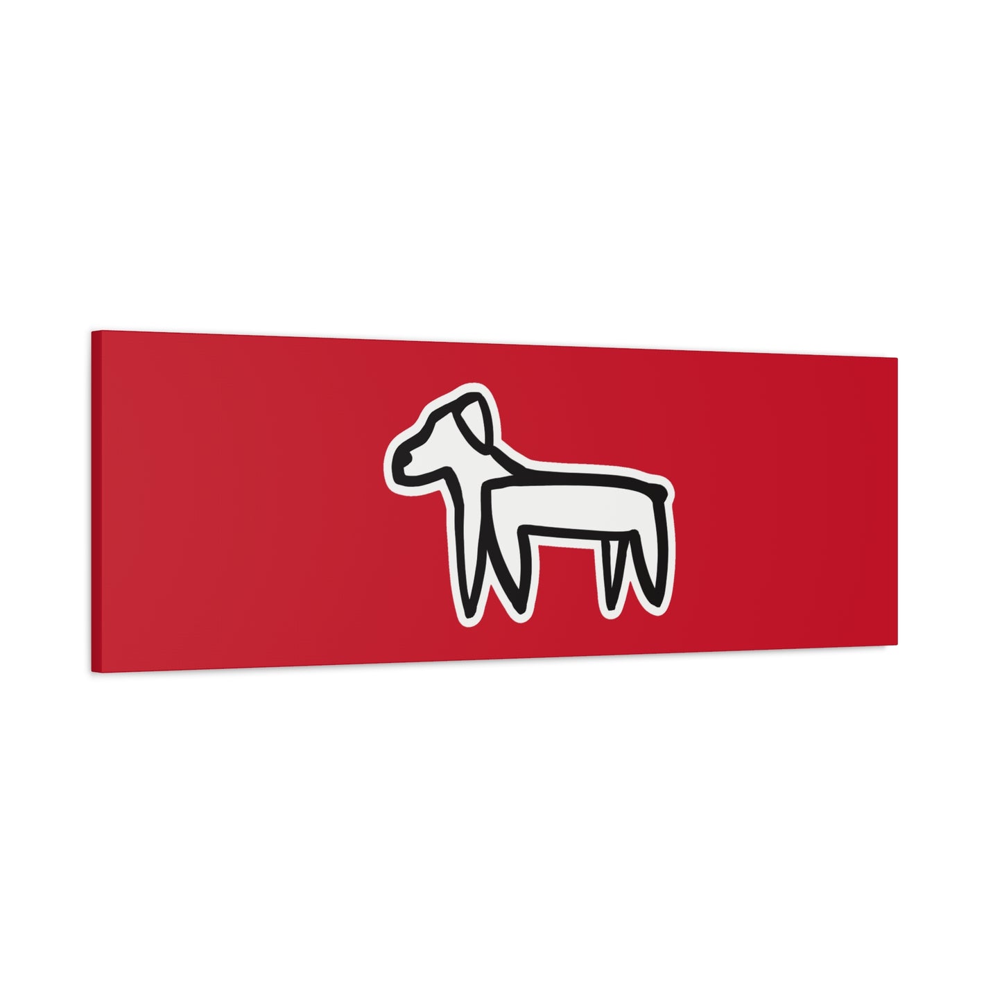 Dog Canvas Print on Red (Sticker Style White Dog) - Dog Art Print