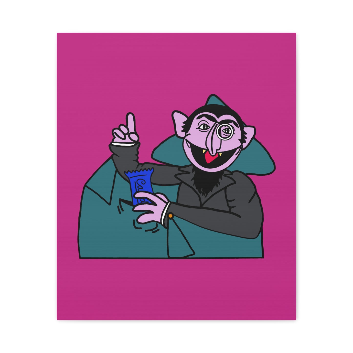 The Count Stealing Candy Canvas Print Pink - Sesame Street The Count Parody Art