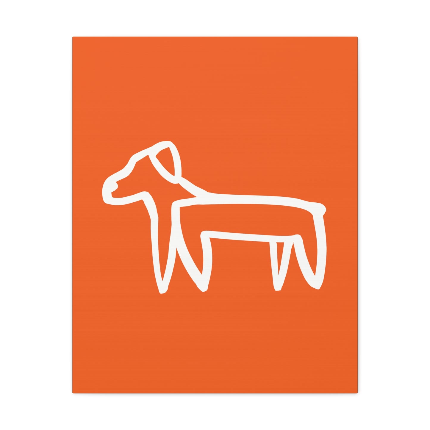 Dog Canvas Print on Orange (Transparent Style White Dog) - Dog Art Print