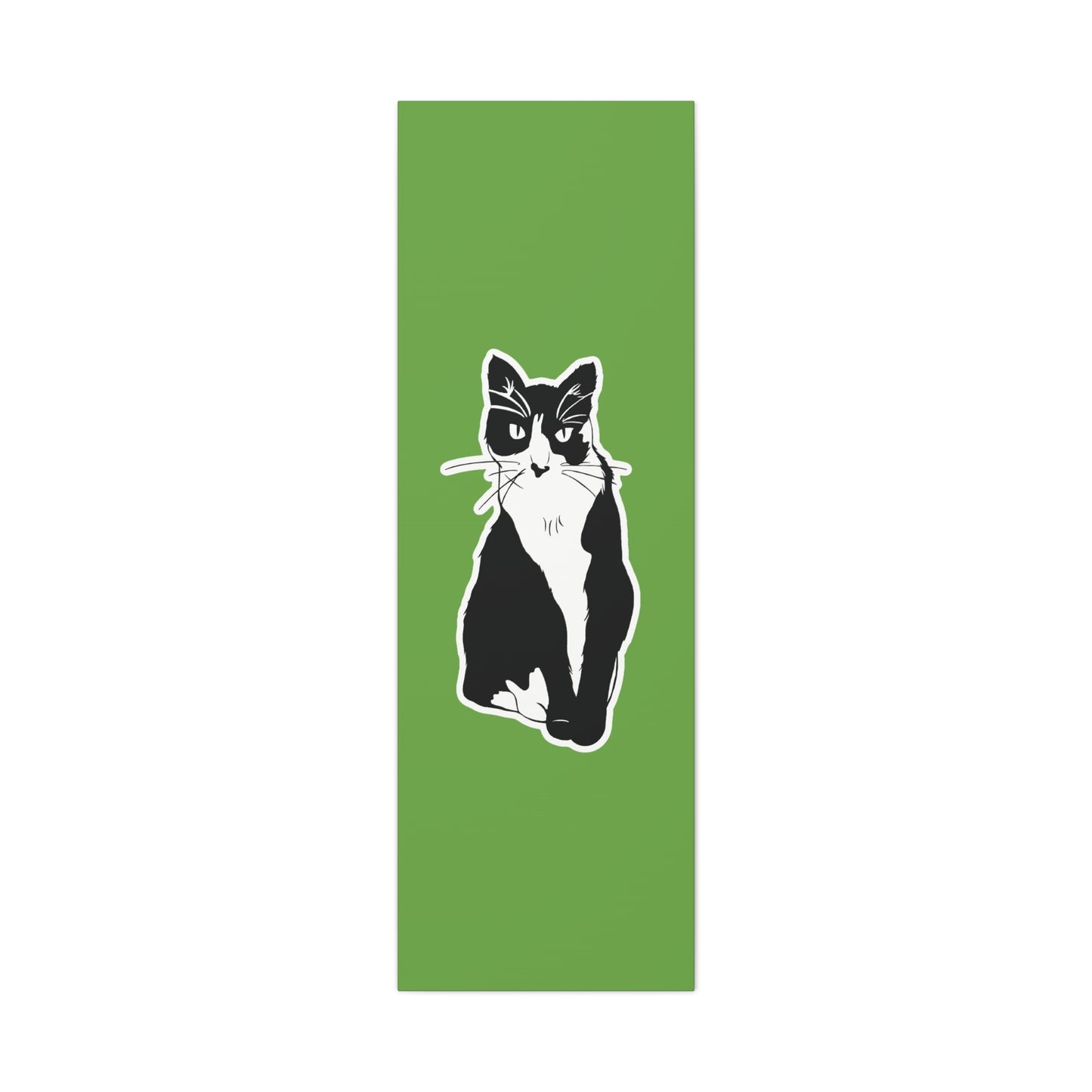 Cat Canvas Print on Green (B&W Style Cat) - Cat Drawing Art