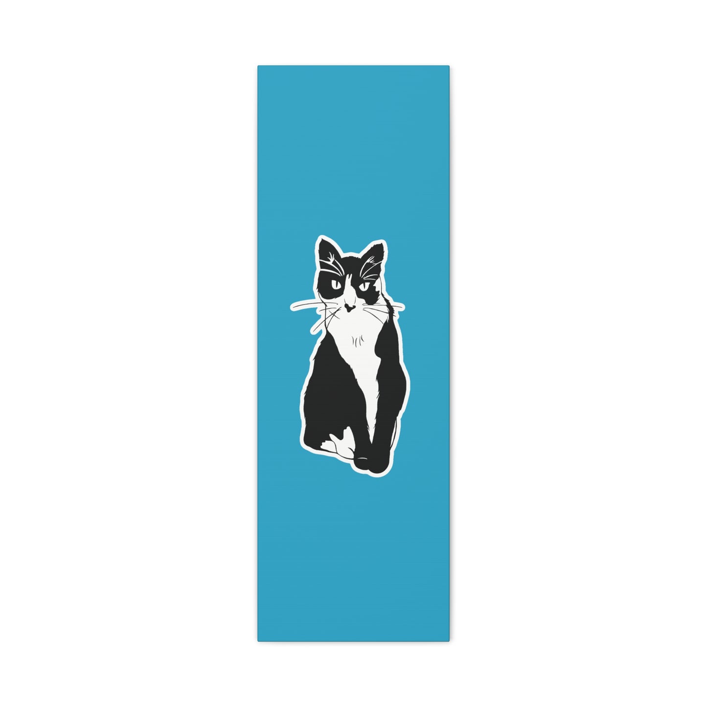 Cat Canvas Print on Turquoise (Sticker Style Cat) - Cat Drawing Art