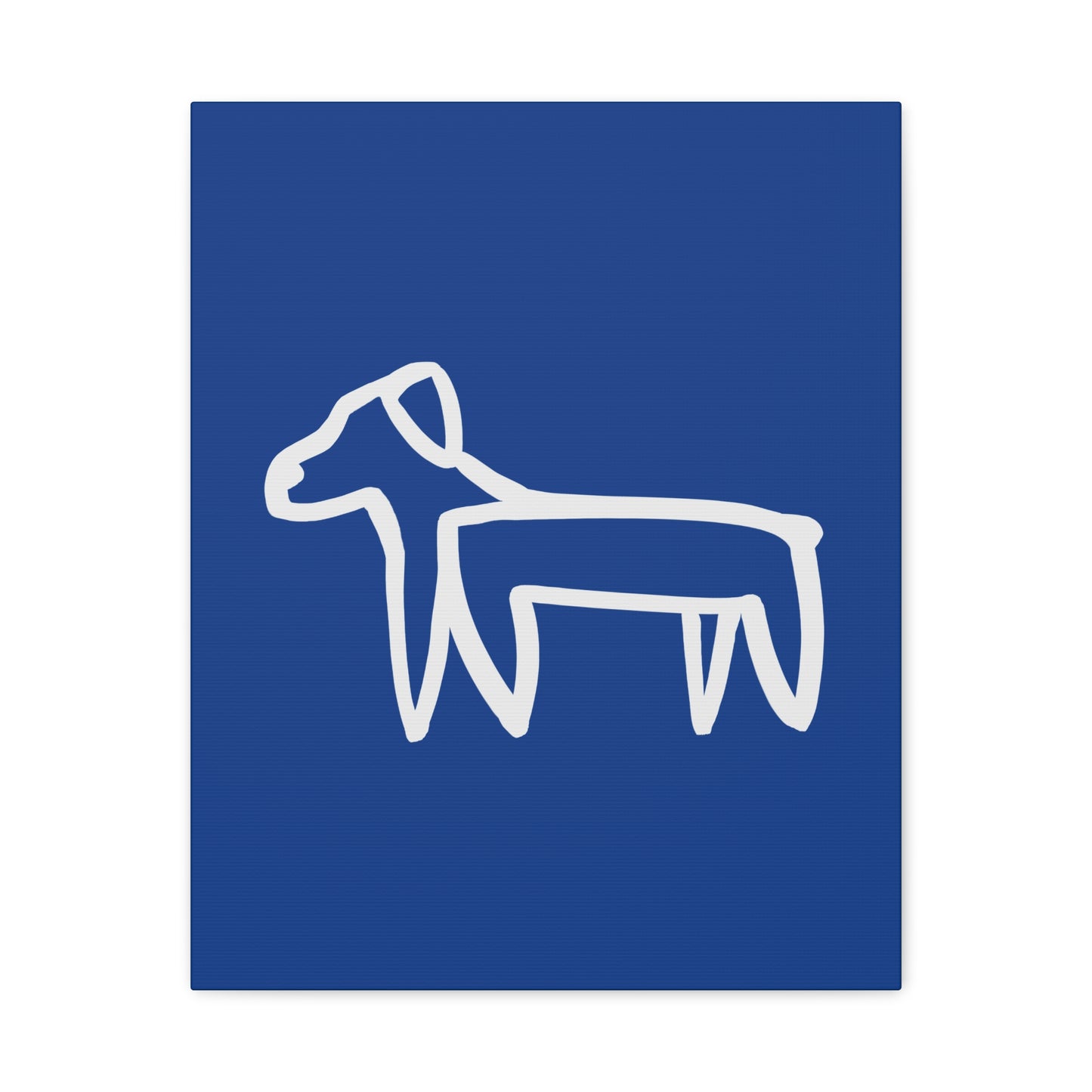 Dog Canvas Print on Blue (Transparent Style White Dog) - Dog Art Print