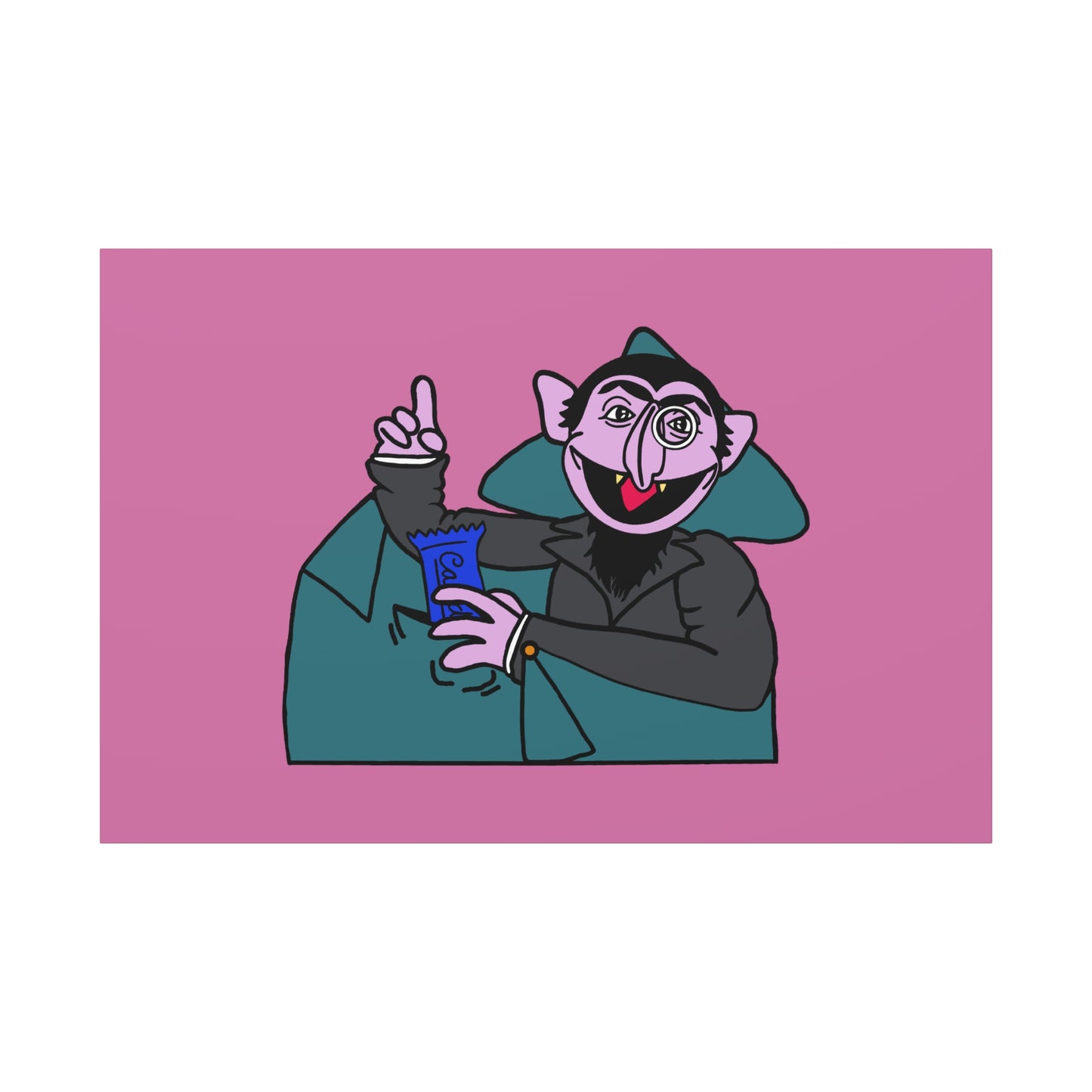 The Count Stealing Candy Canvas Print Light Pink - Sesame Street The Count Parody Art