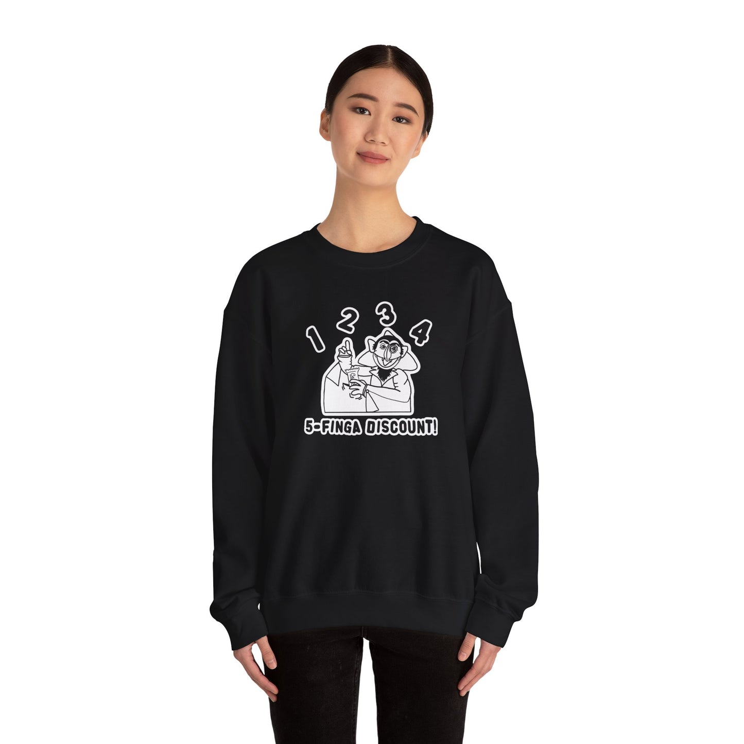 Five Finger Discount Outline Sweatshirt - Sesame Street The Count Parody Sweatshirt
