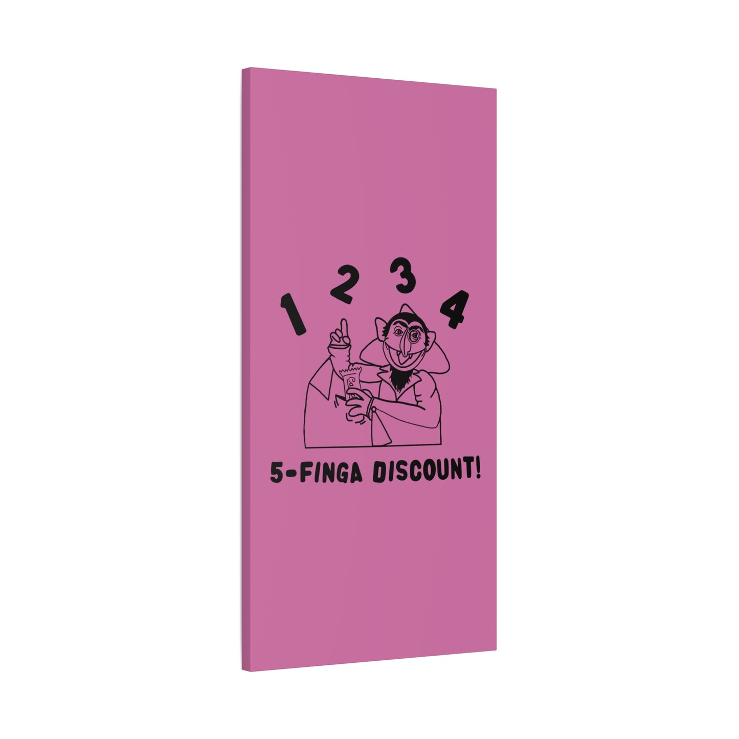 Five Finger Discount Outline Canvas Print Light Pink - Sesame Street The Count Parody Art Print