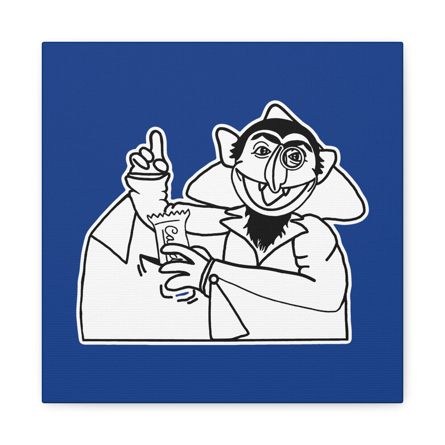 The Count Stealing Candy Outline Canvas Print Dark Blue - Sesame Street The Count Parody Art