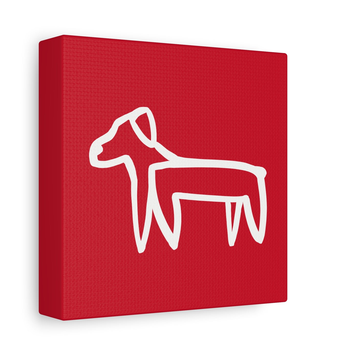 Dog Canvas Print on Red (Transparent Style White Dog) - Dog Art Print