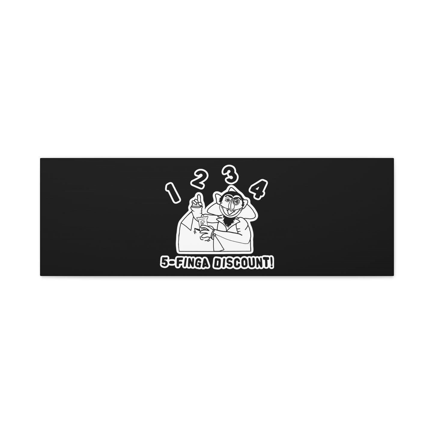 Five Finger Discount Outline Canvas Print Black - Sesame Street The Count Parody Art Print