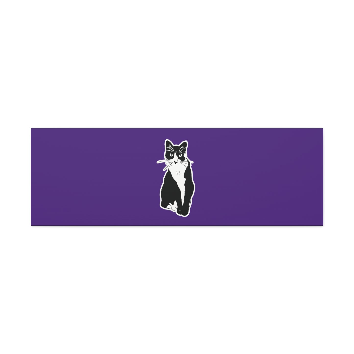 Cat Canvas Print on Purple (Sticker Style Cat) - Cat Drawing Art