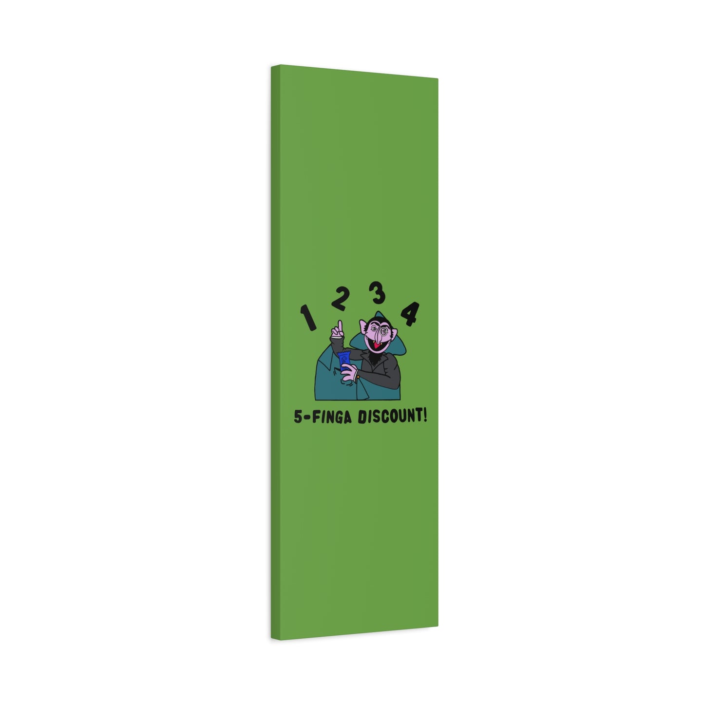 Five Finger Discount Canvas Print Green - Sesame Street The Count Parody Art Print
