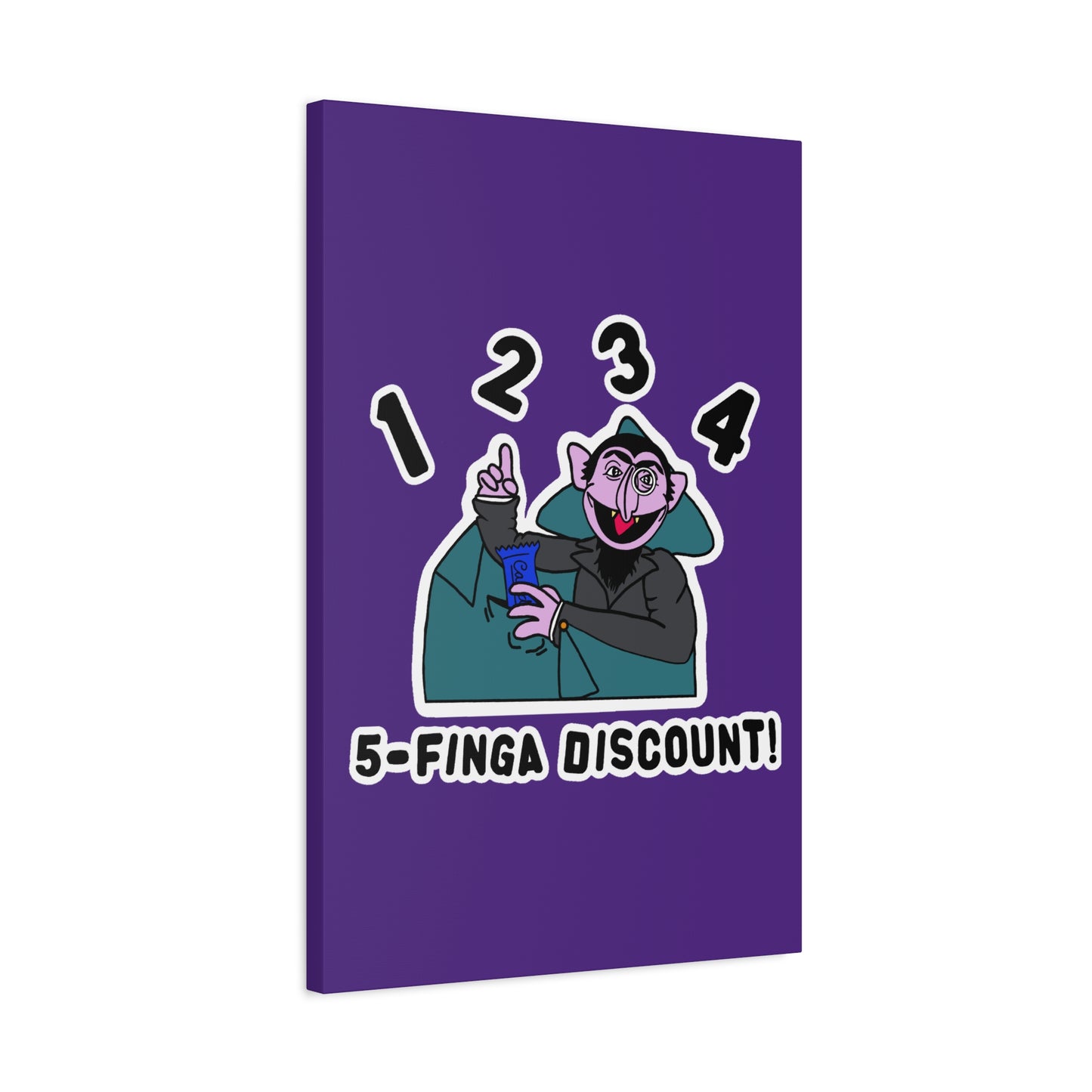 Five Finger Discount Canvas Print Light Purple - Sesame Street The Count Parody Art Print