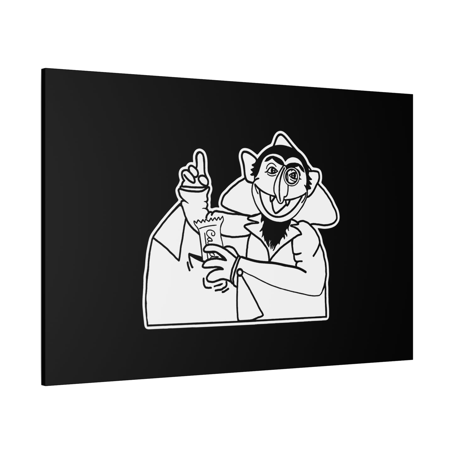 The Count Stealing Candy Outline Canvas Print Black - Sesame Street The Count Parody Canvas Art