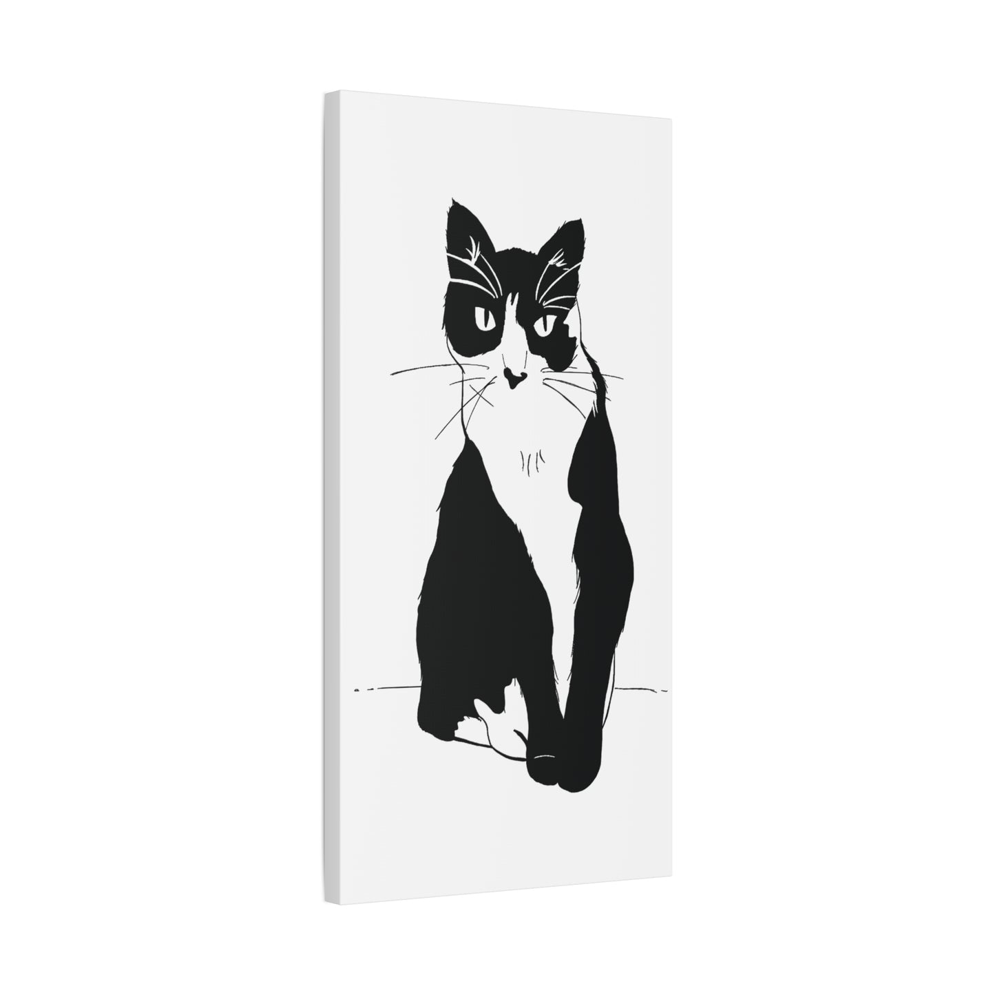 Cat Canvas Print on White (Transparent Style Cat) - Cat Drawing Art