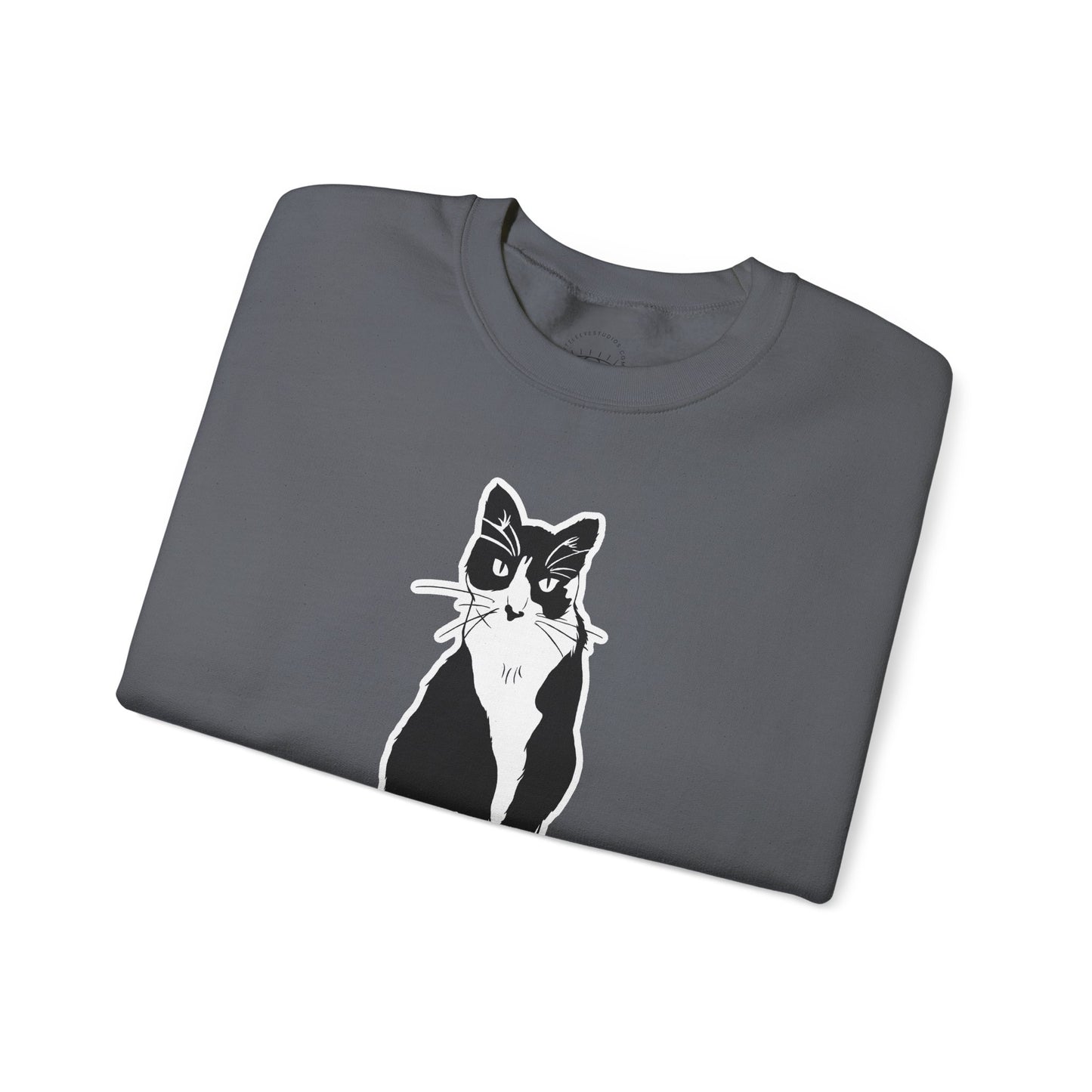 Cat Sweatshirt (Sticker Style Cat) - Cat Drawing Sweatshirt