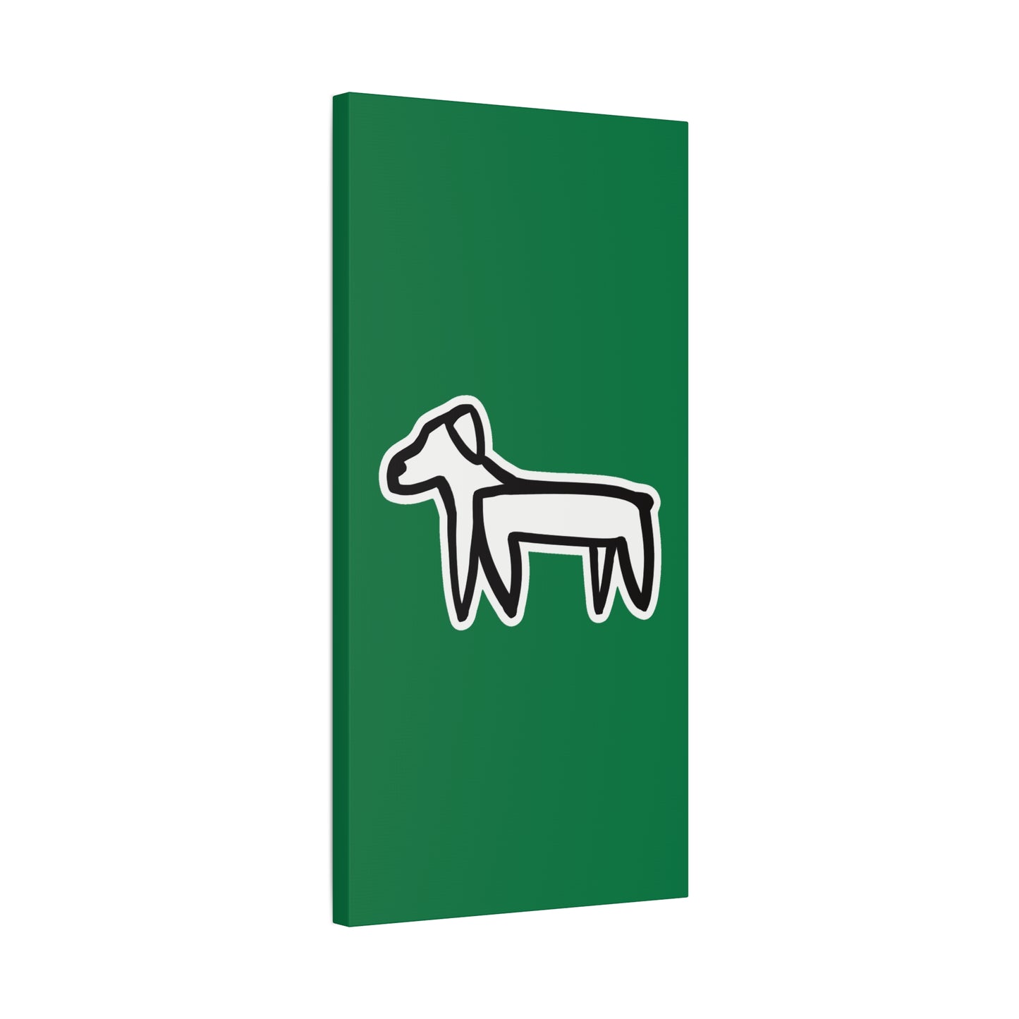 Dog Canvas Print on Green (Sticker Style White Dog) - Dog Art Print