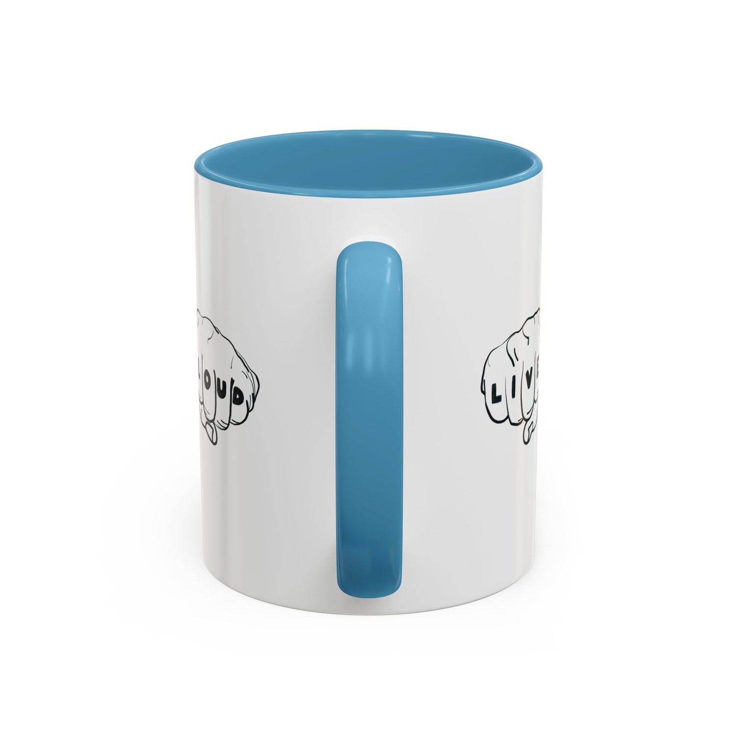 Live Loud Knuckle Tats Tattooed Fists - Four Fists Accent Mug