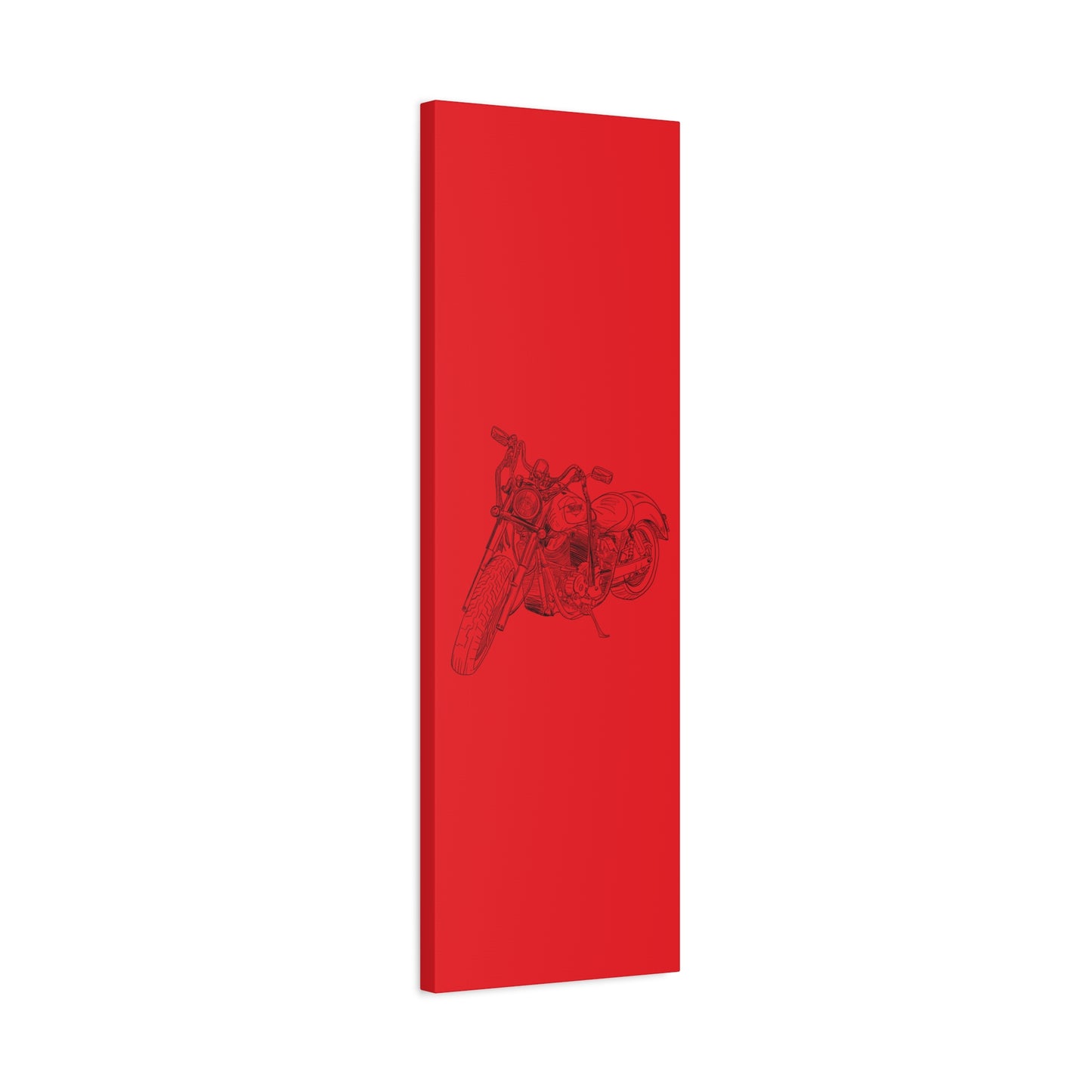Ride Me Harley Motorcycle Sketch Canvas Print - Black Ink on Red Background