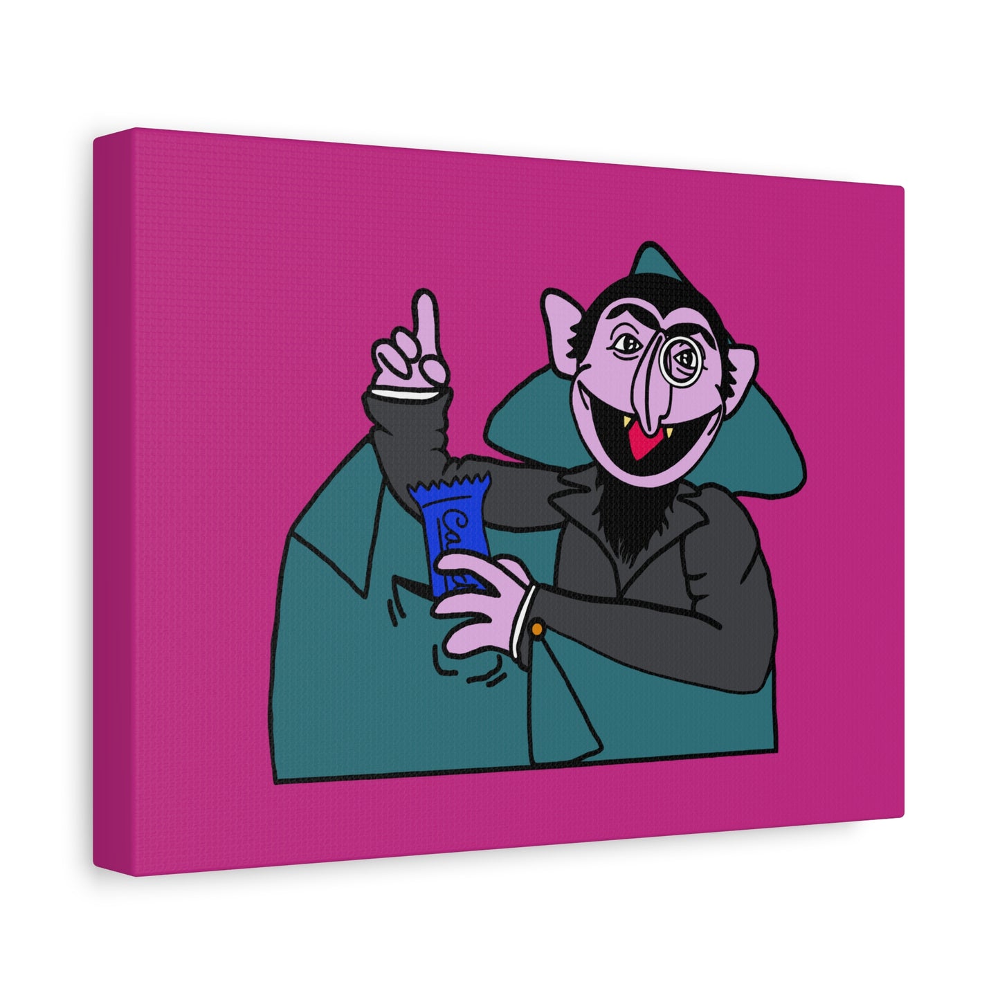 The Count Stealing Candy Canvas Print Pink - Sesame Street The Count Parody Art