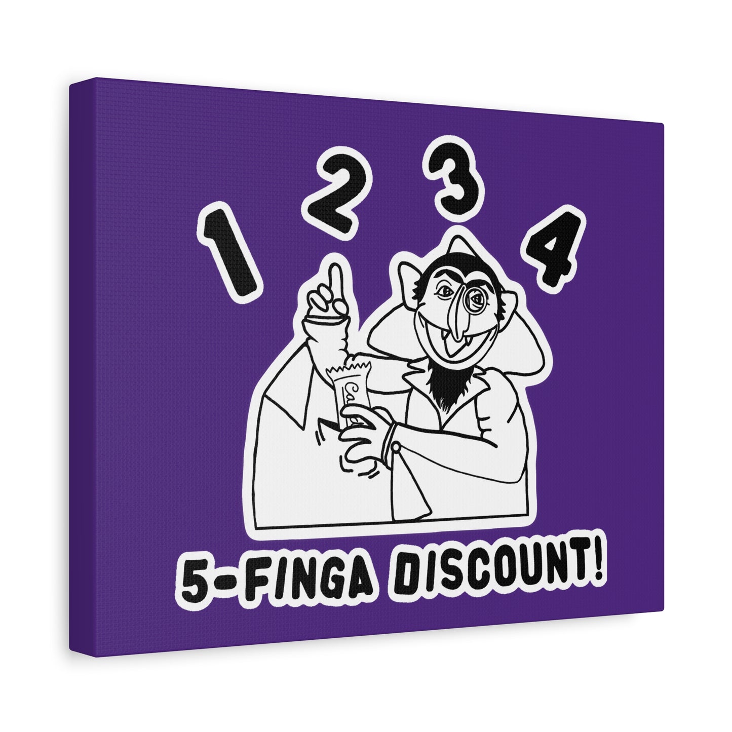 Five Finger Discount Outline Canvas Print Purple - Sesame Street The Count Parody Art Print